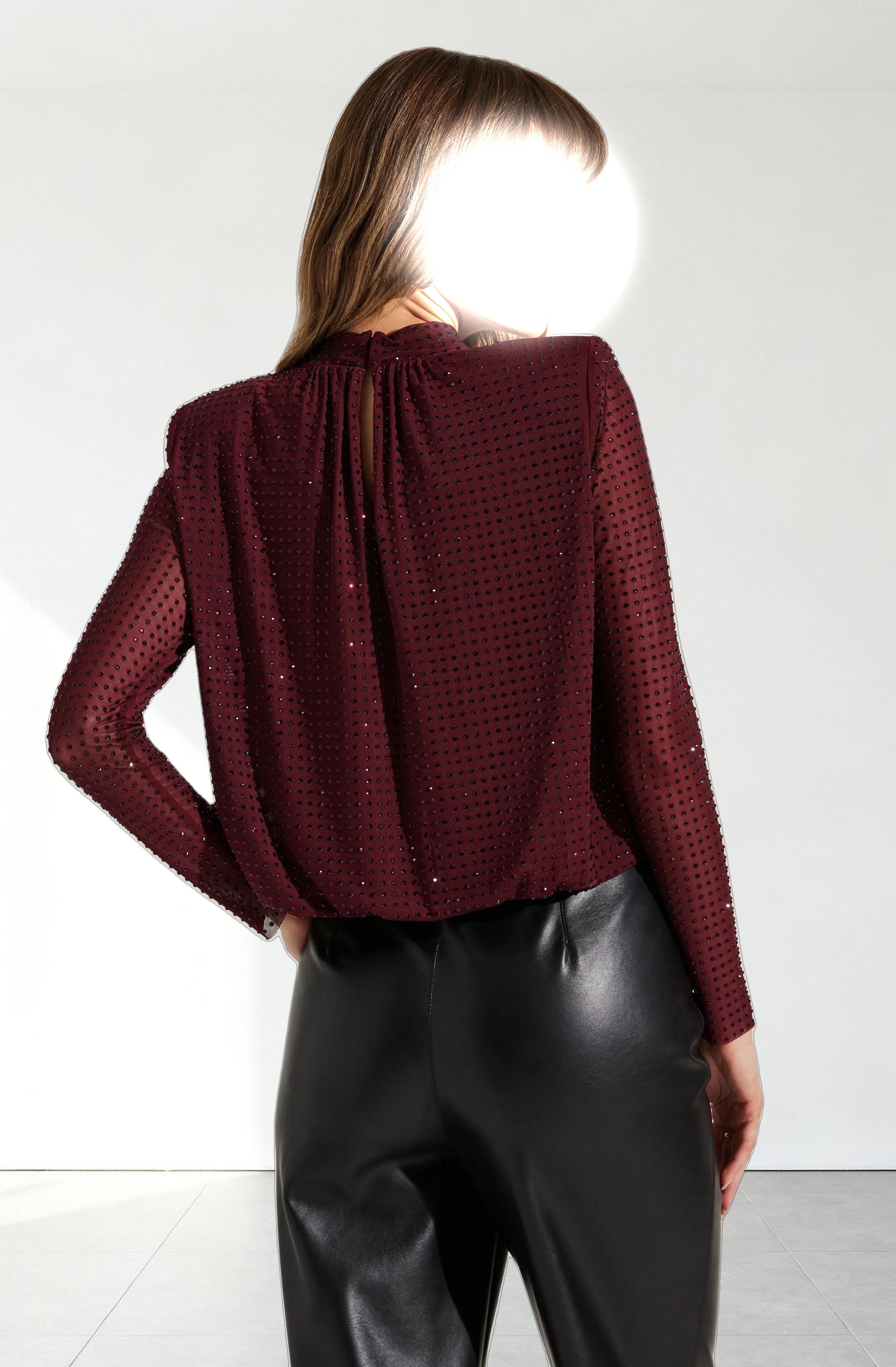 Balsa Mock Neck Rhinestone Top