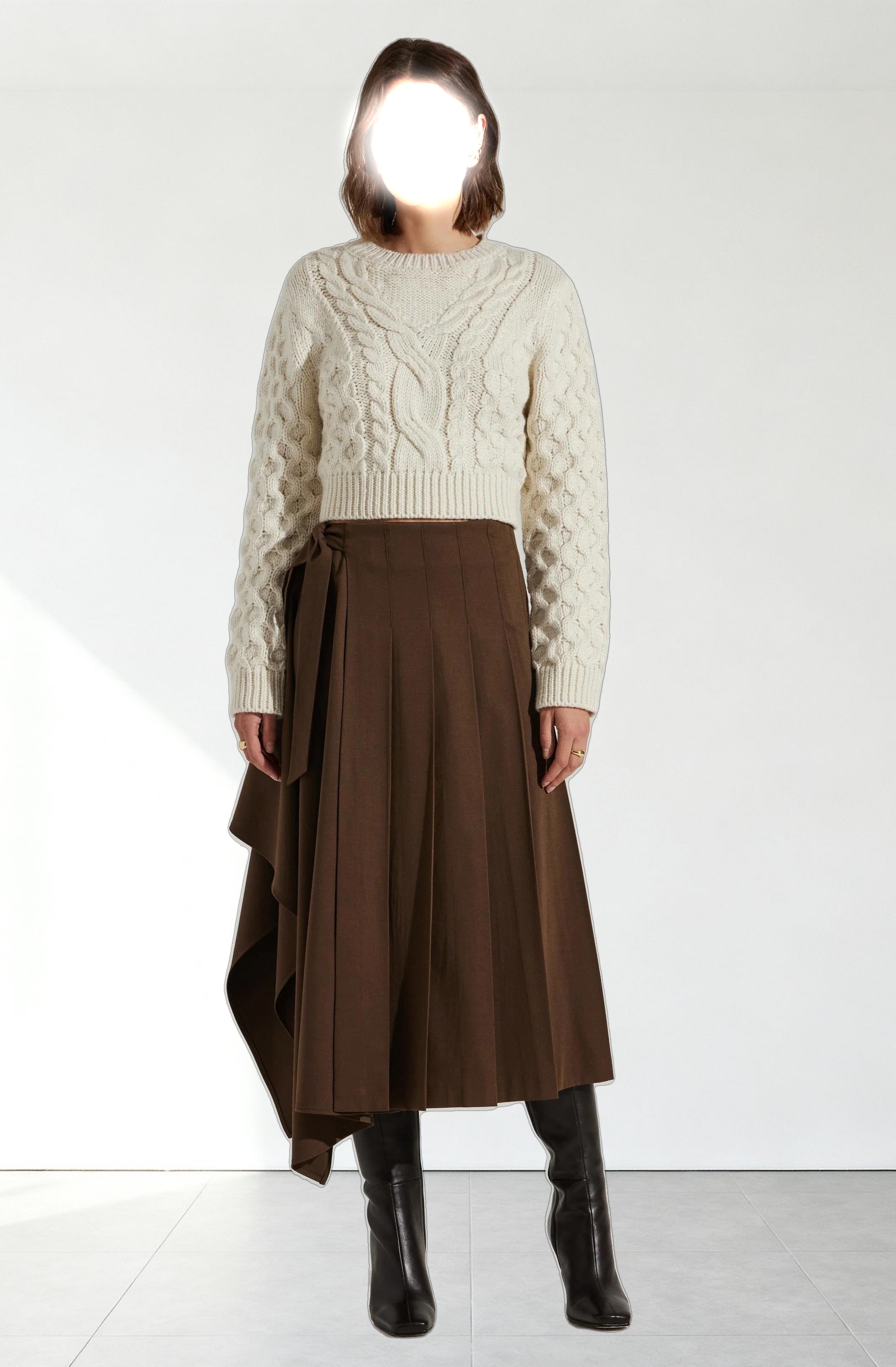 Caila Cable Knit Cropped Sweater