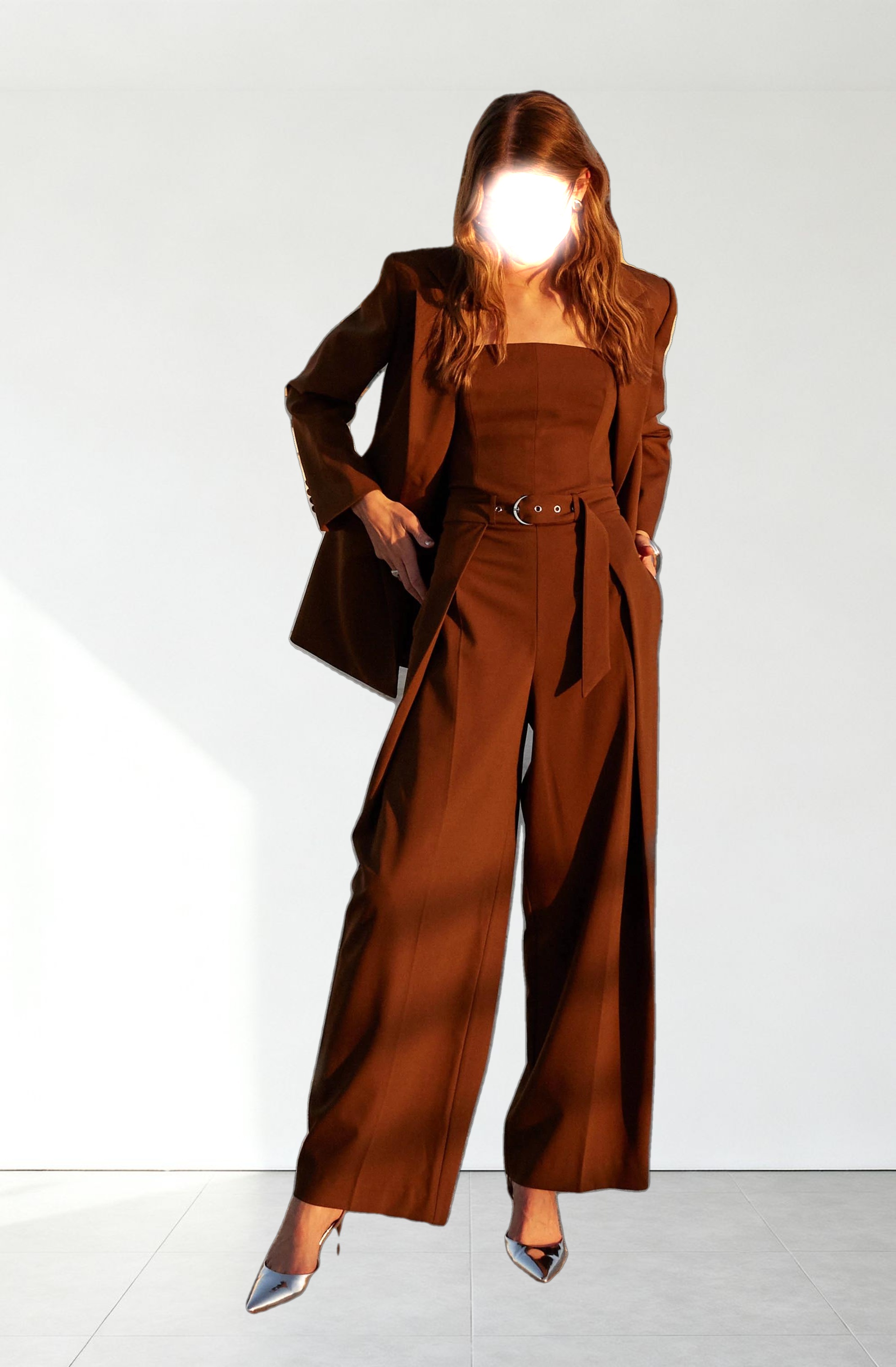 Bryony Tailored Pleat Belted Jumpsuit