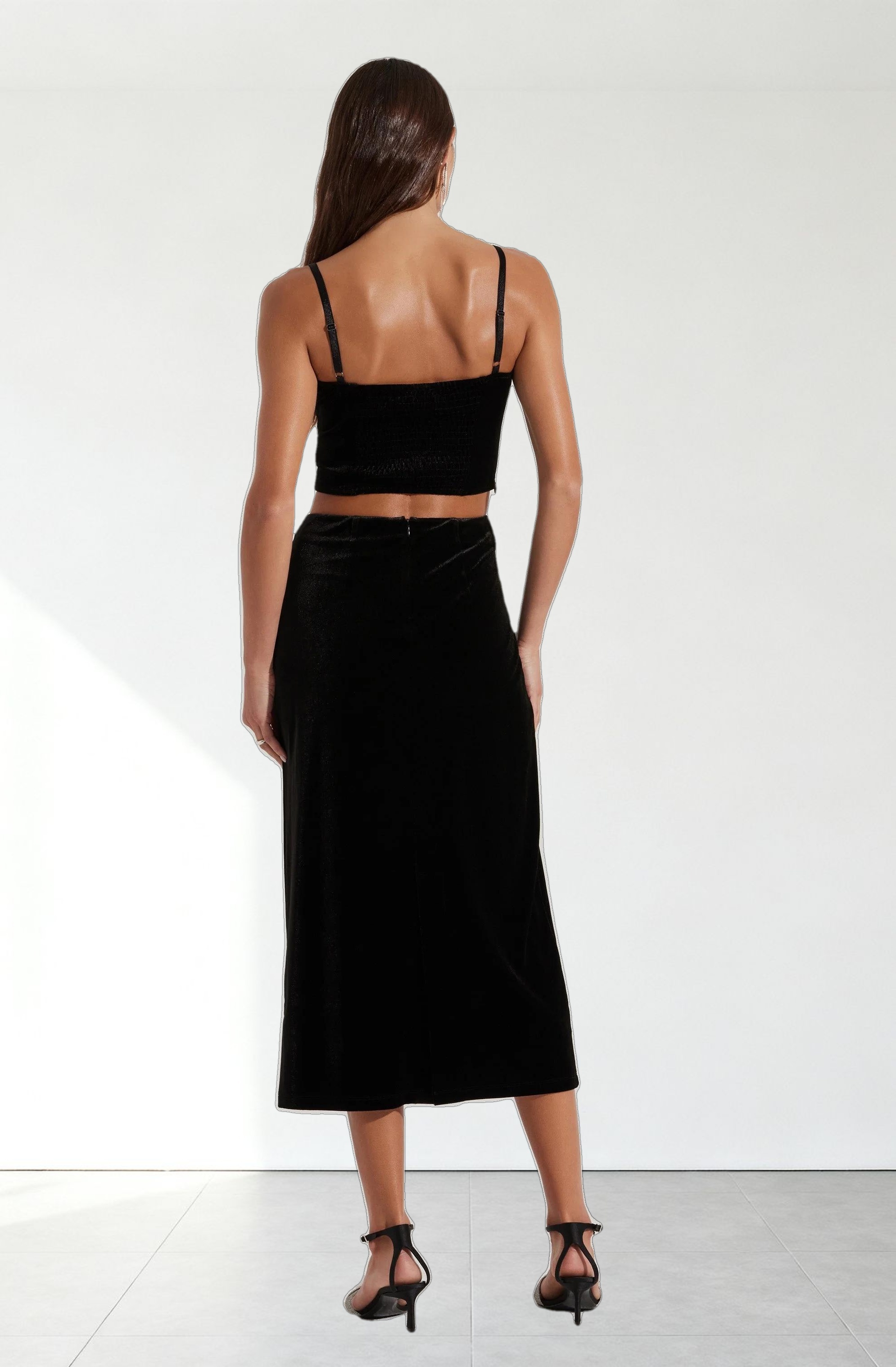 Velvet Midi A-Line Skirt