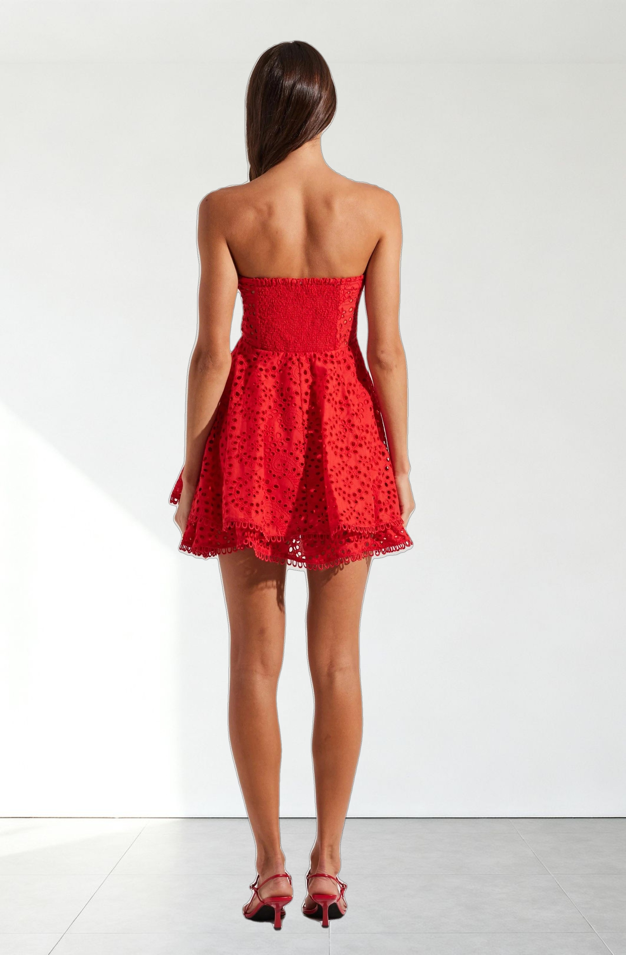 Deasia Strapless Eyelet Mini Dress