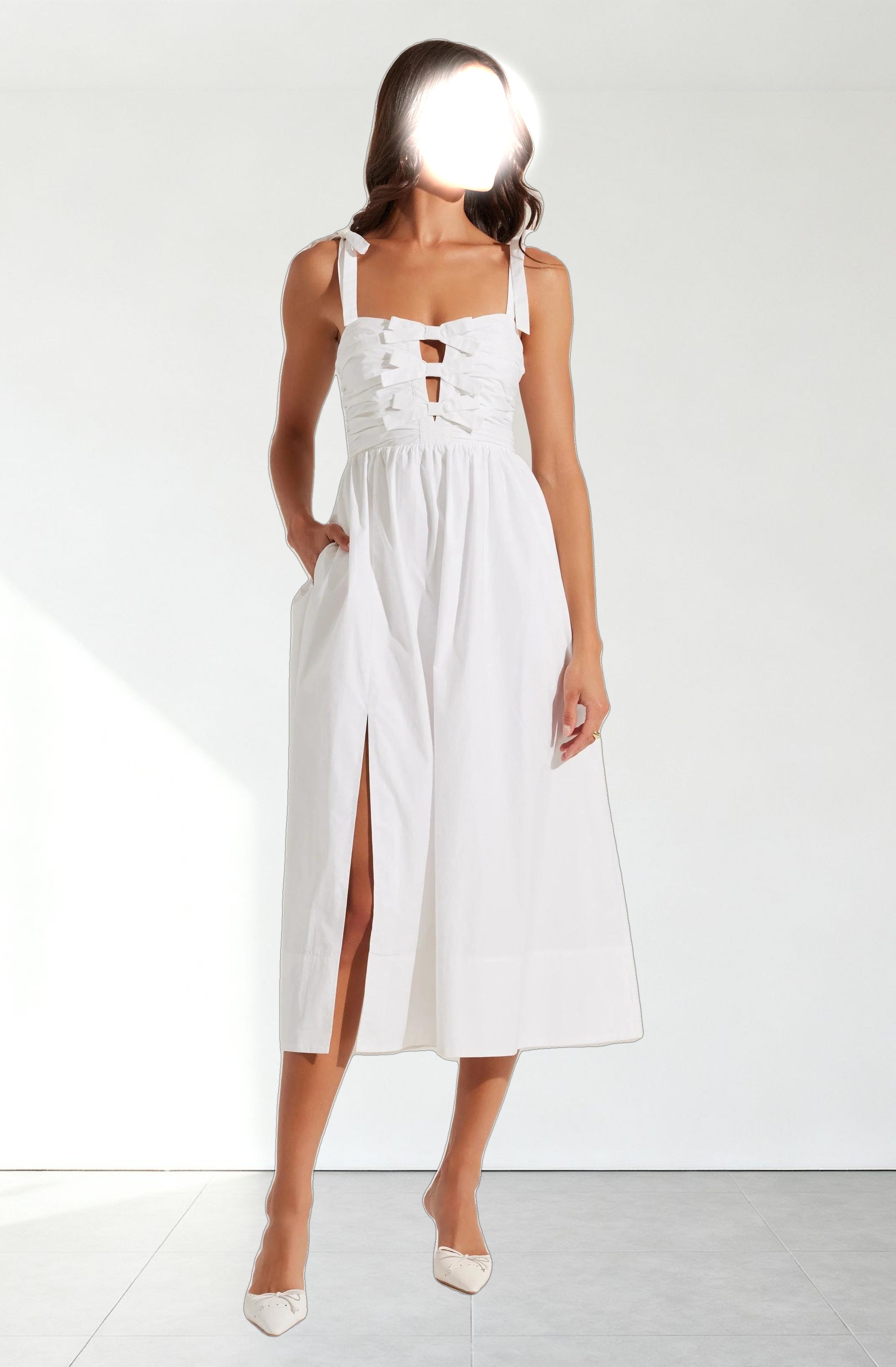 Helia Bow Front Midi Dress