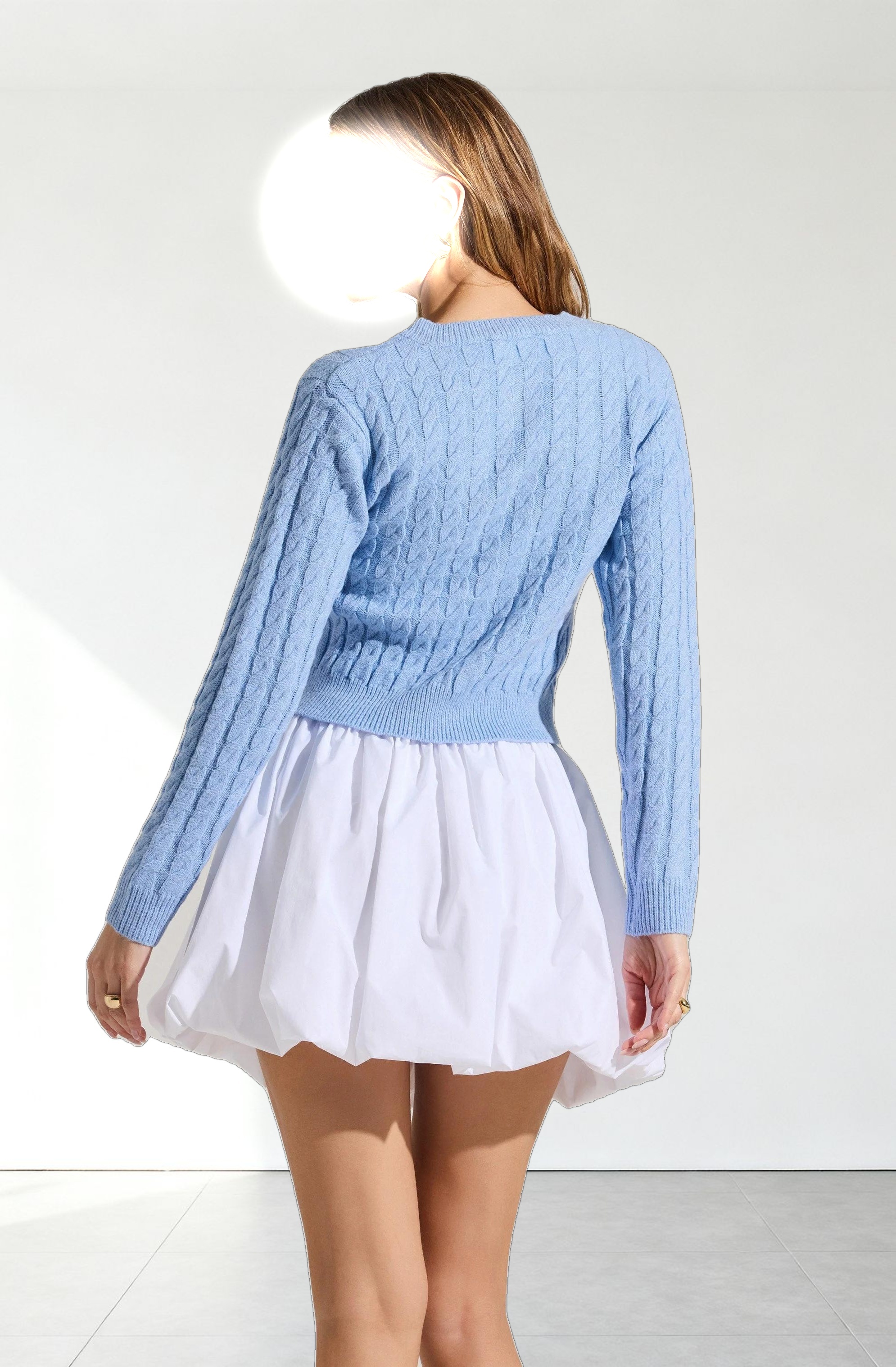 Pearl Button Cable Knit Cardigan