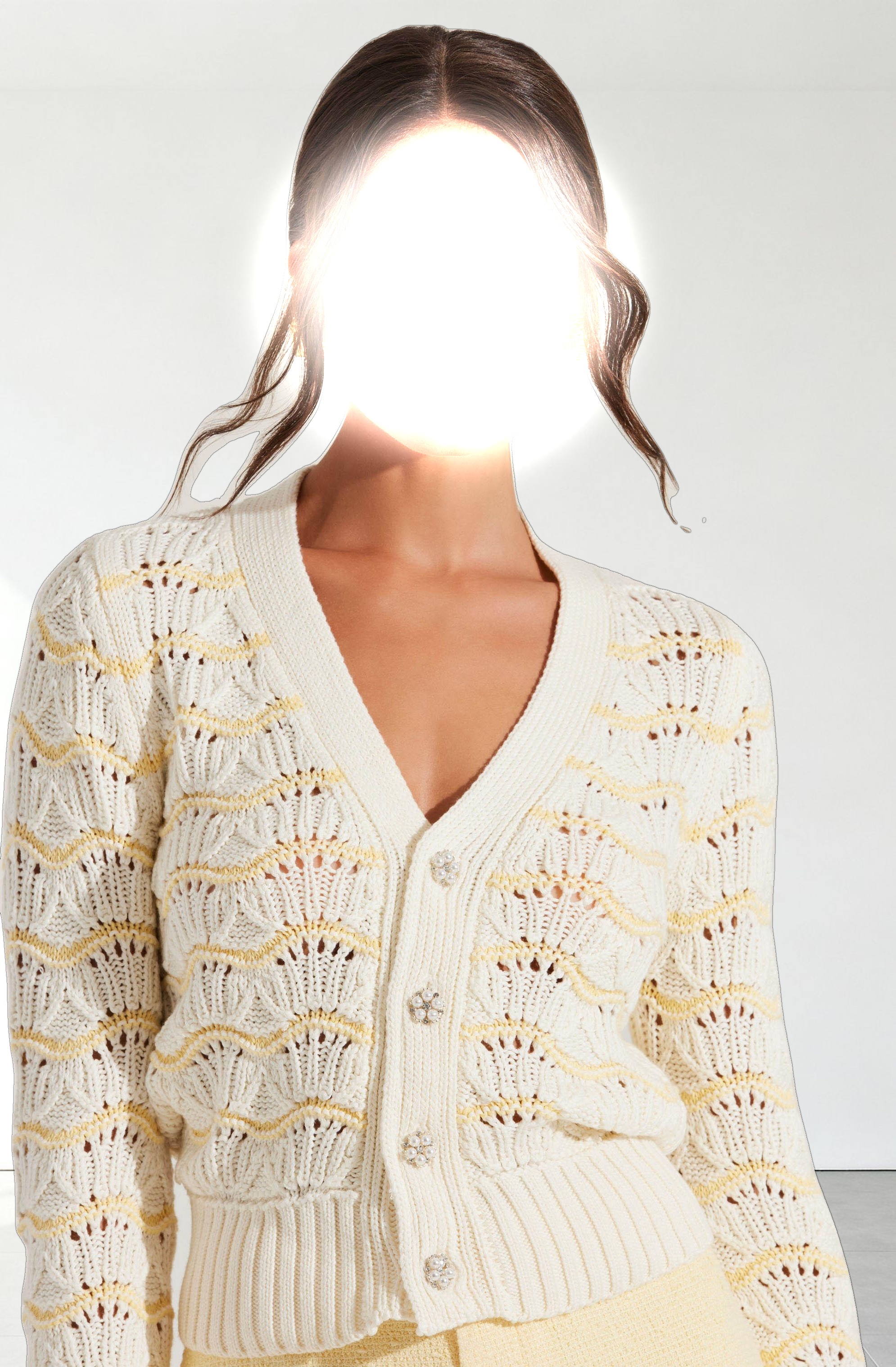 Janira Wavy Stripe Pointelle Cardigan