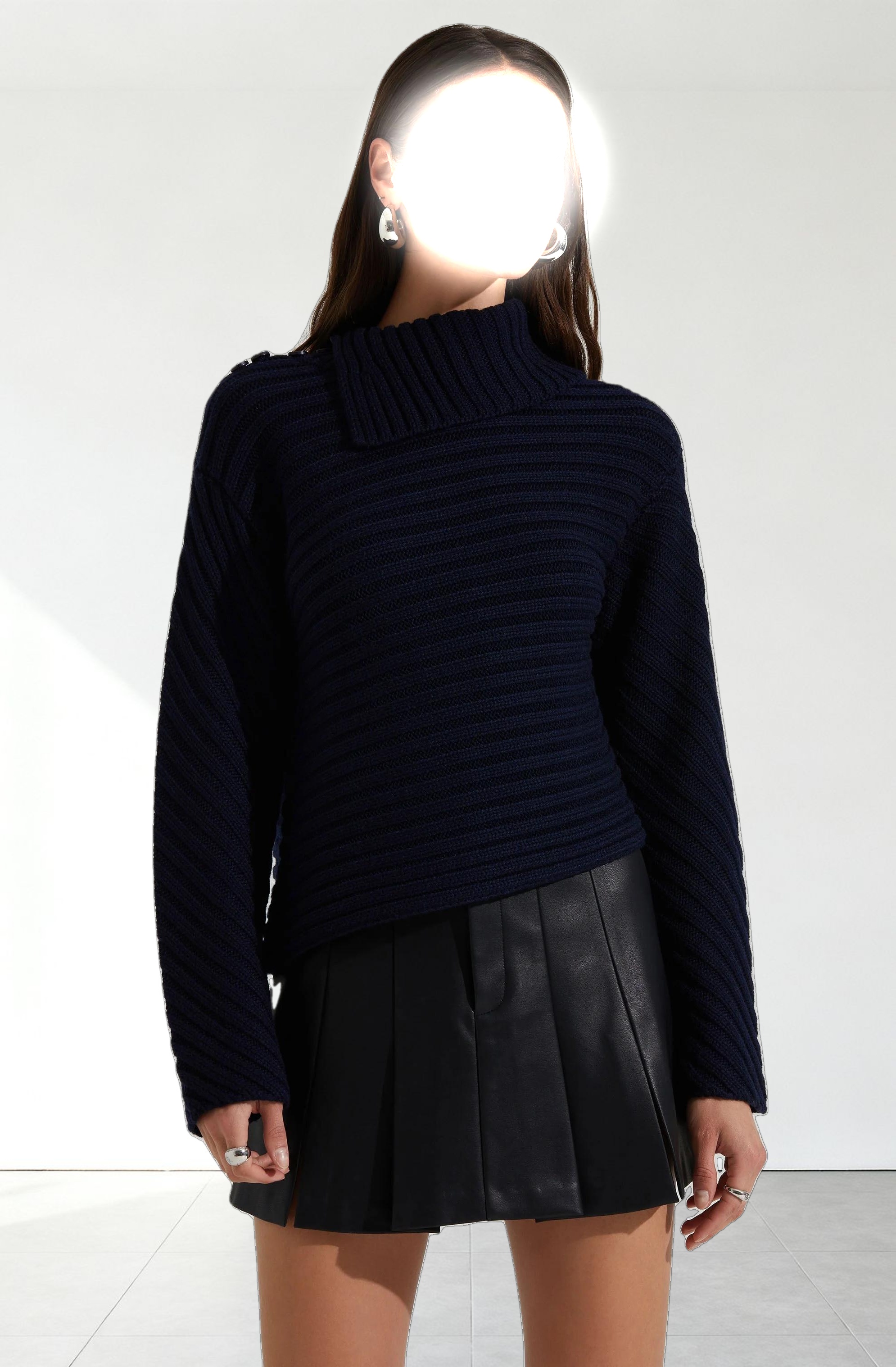 Melita Folded Collar Ribbed Sweater