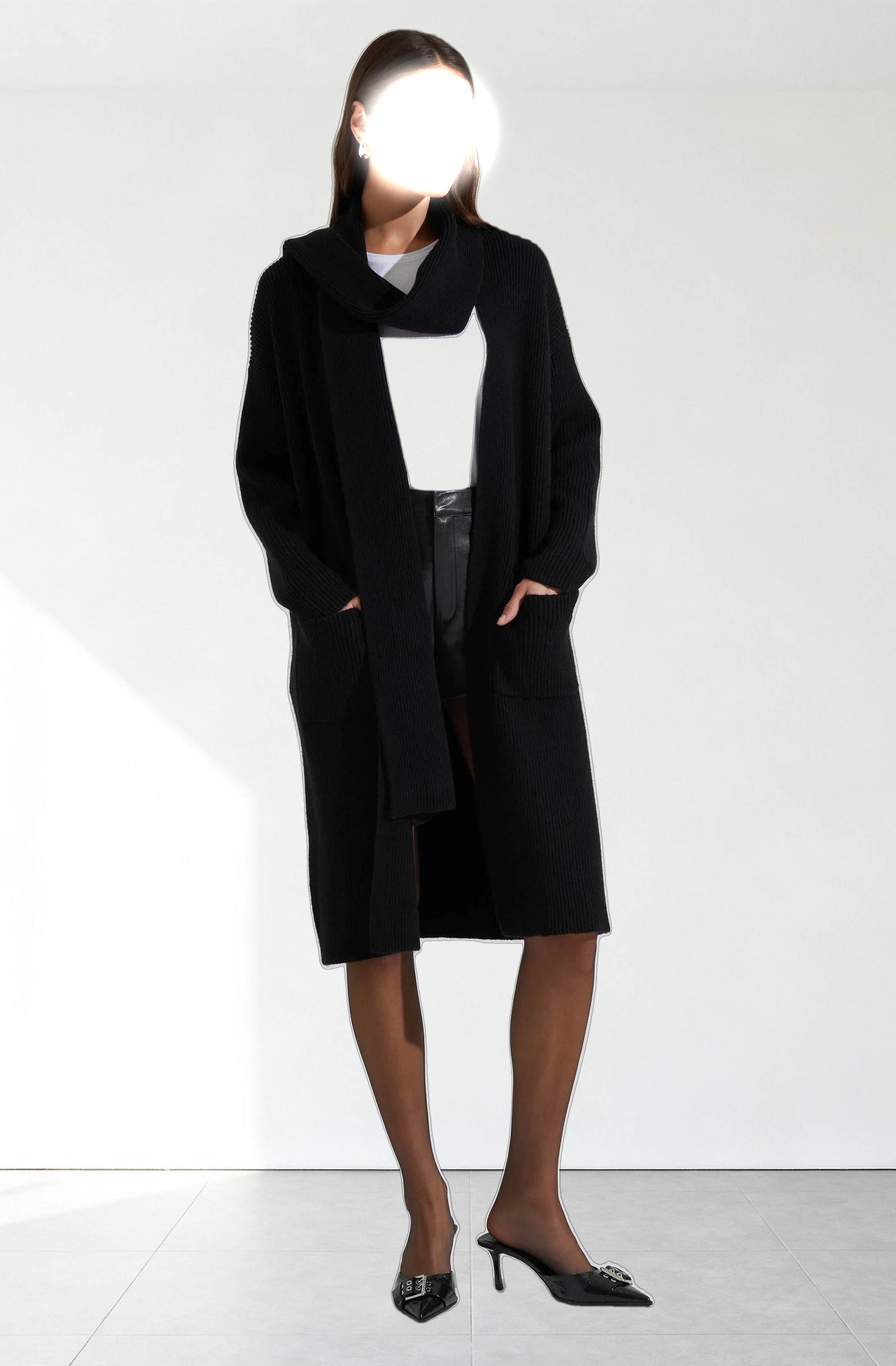 Noemi Ribbed Scarf Cardigan