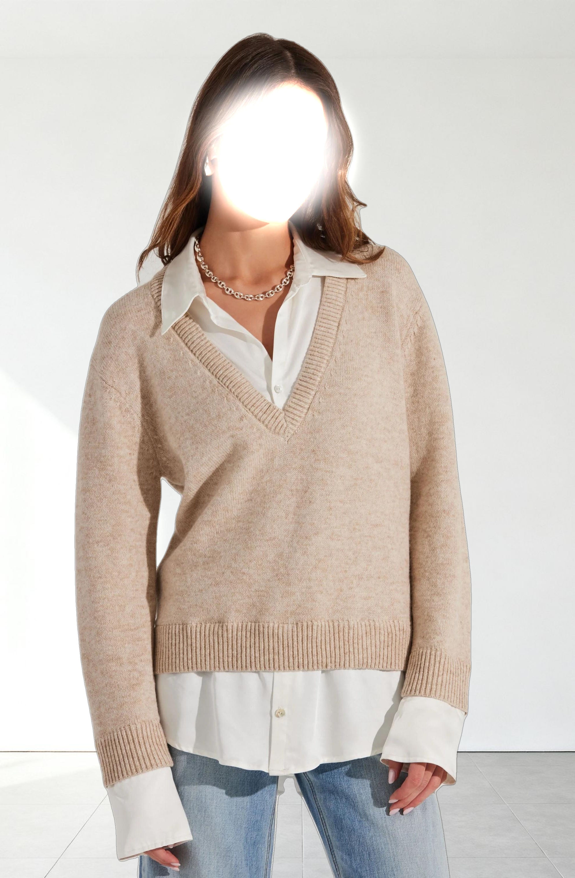 Jianna Mixed Media Layered Sweater