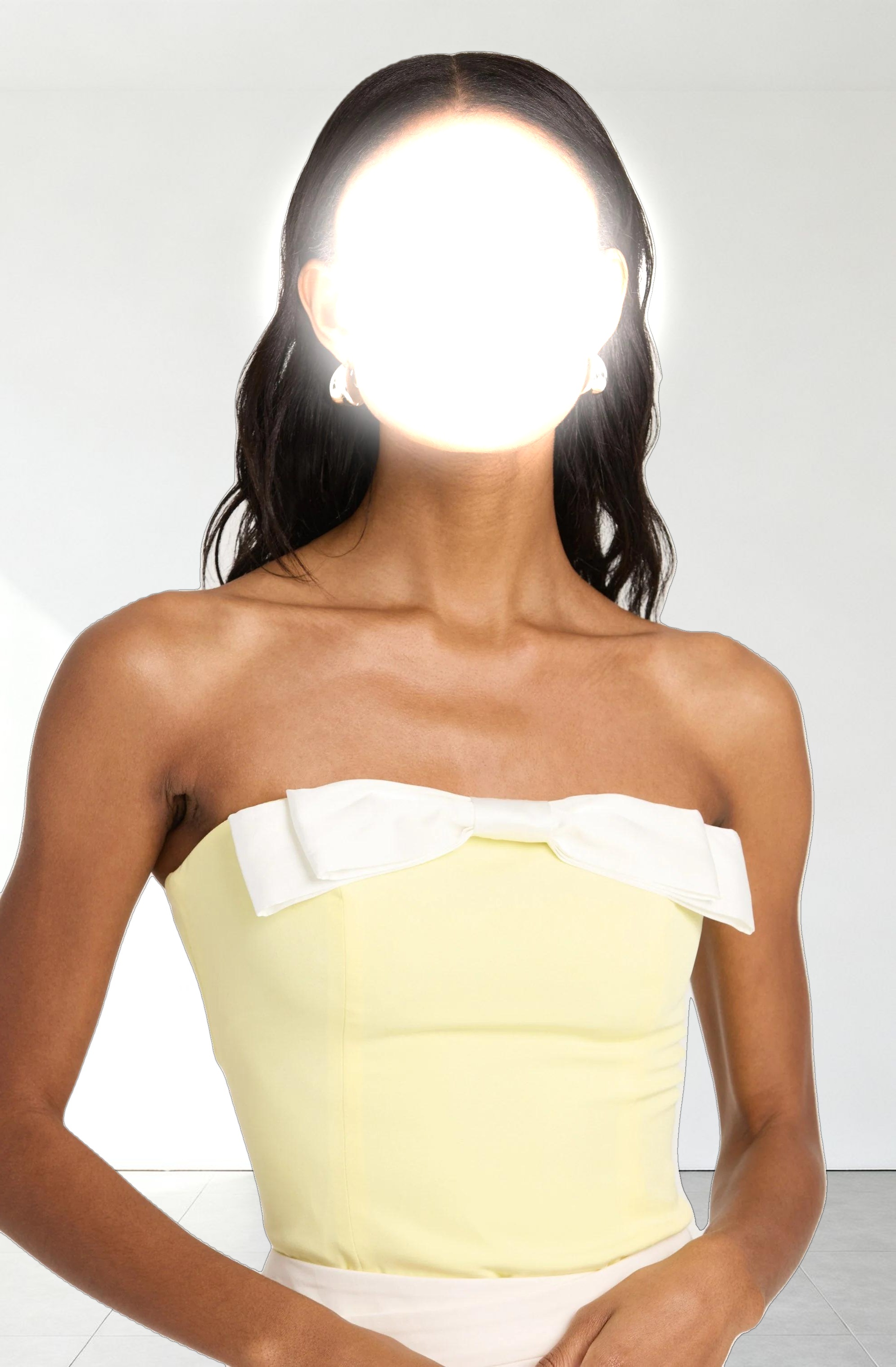 Contrast Bow Strapless Top