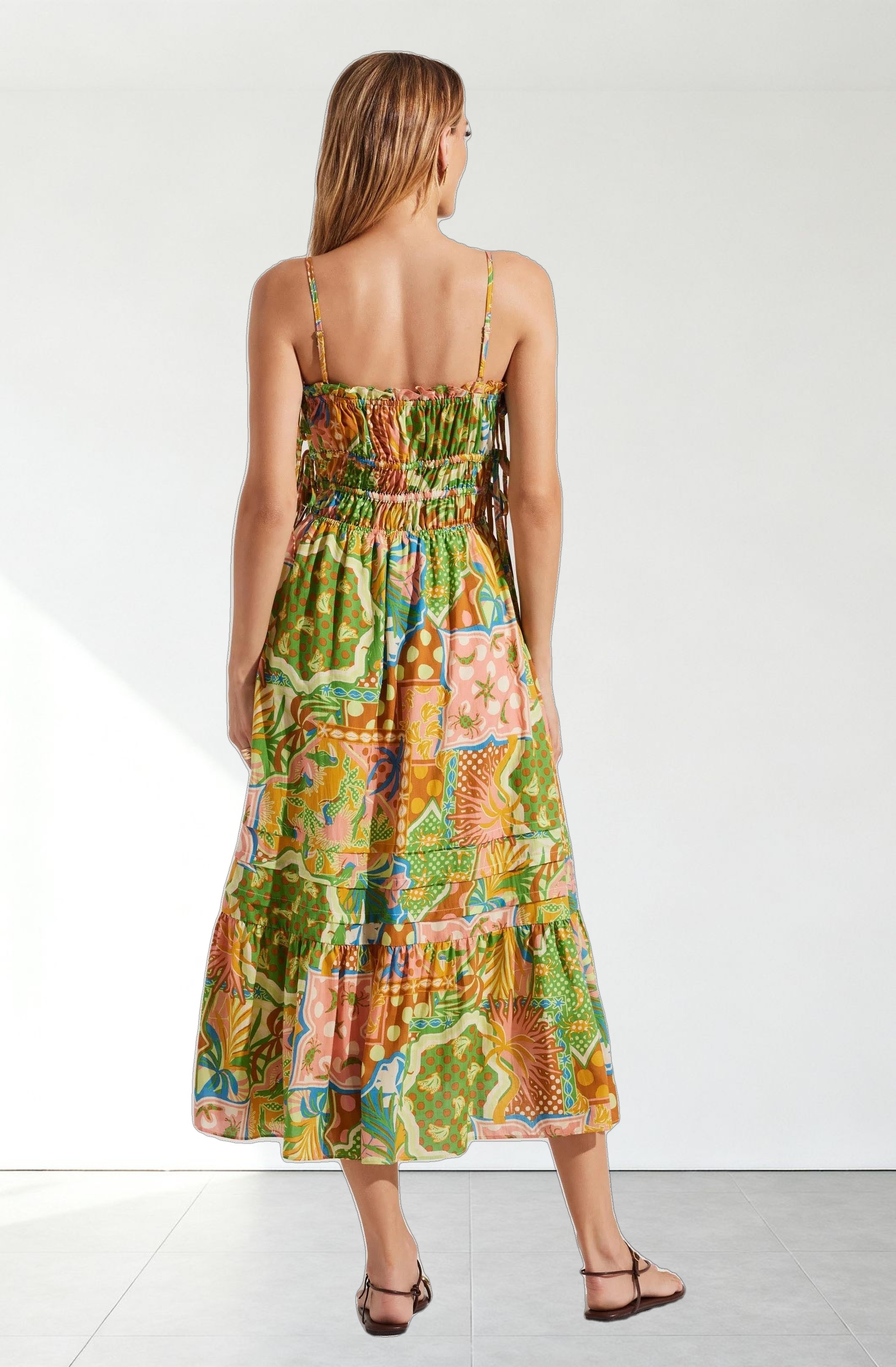 Elisabeth Printed Shirred Midi Dress