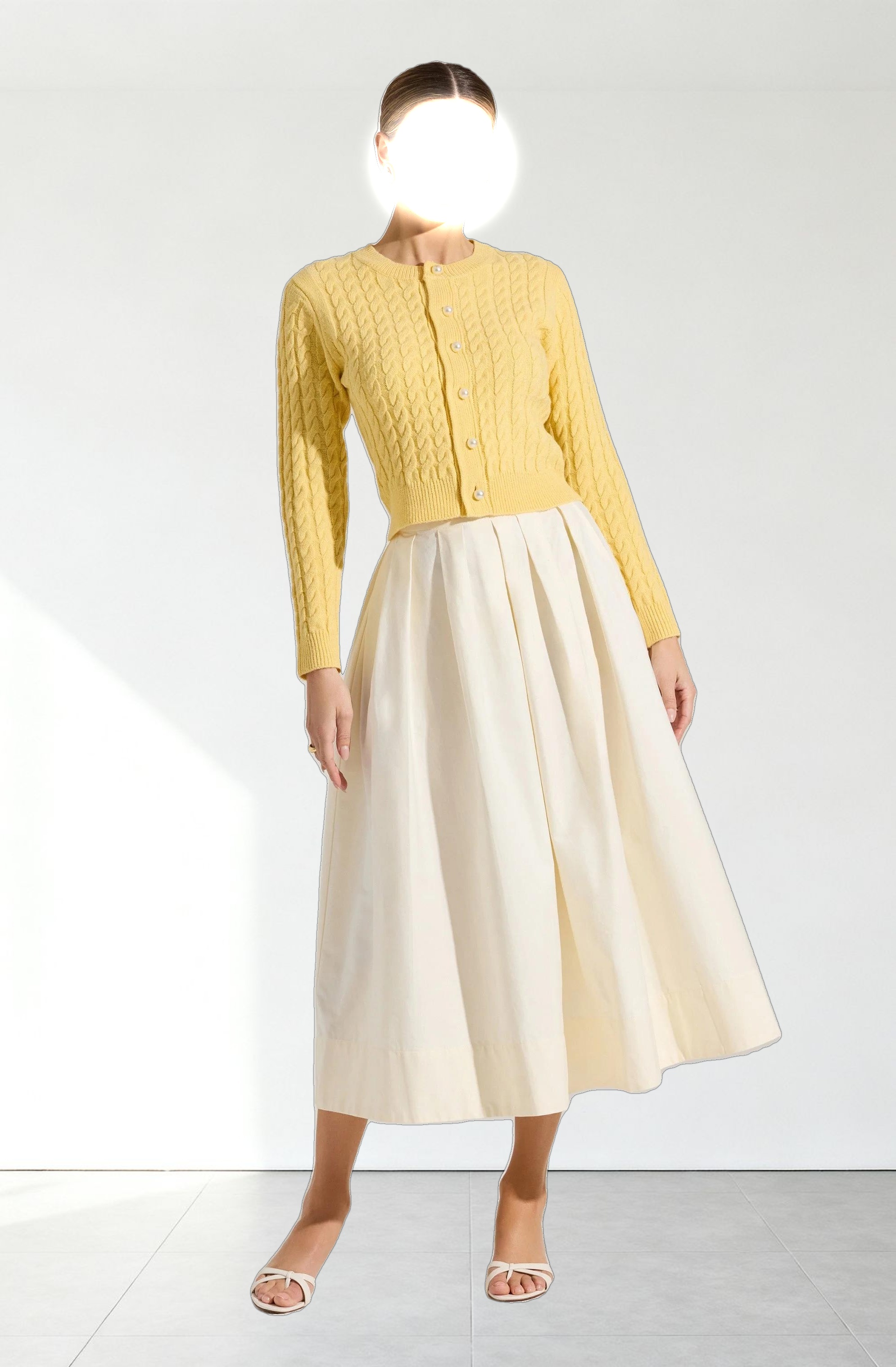 Full Flared Poplin Midi Skirt