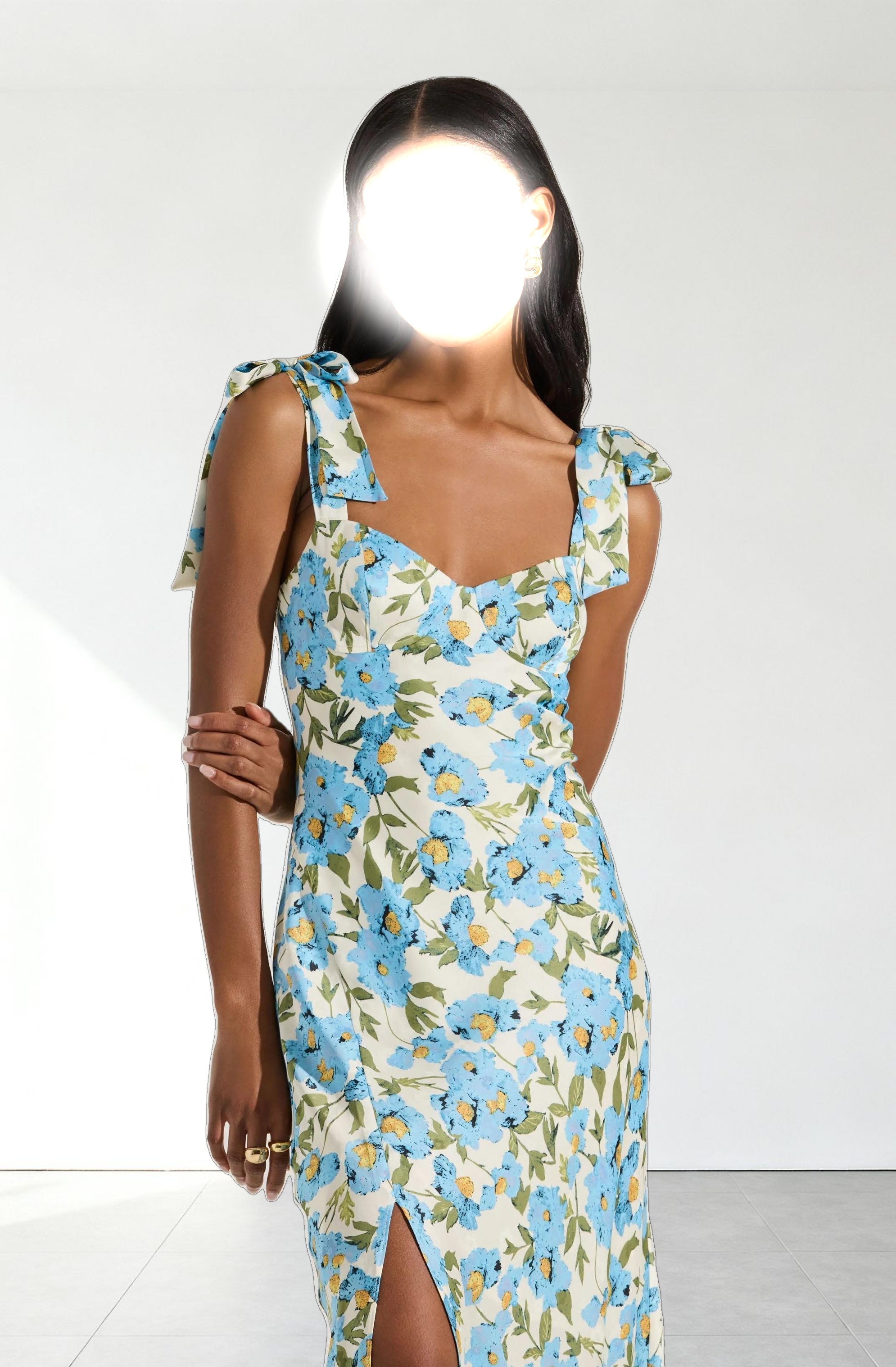 Sweetheart Bow Strap Midi Dress