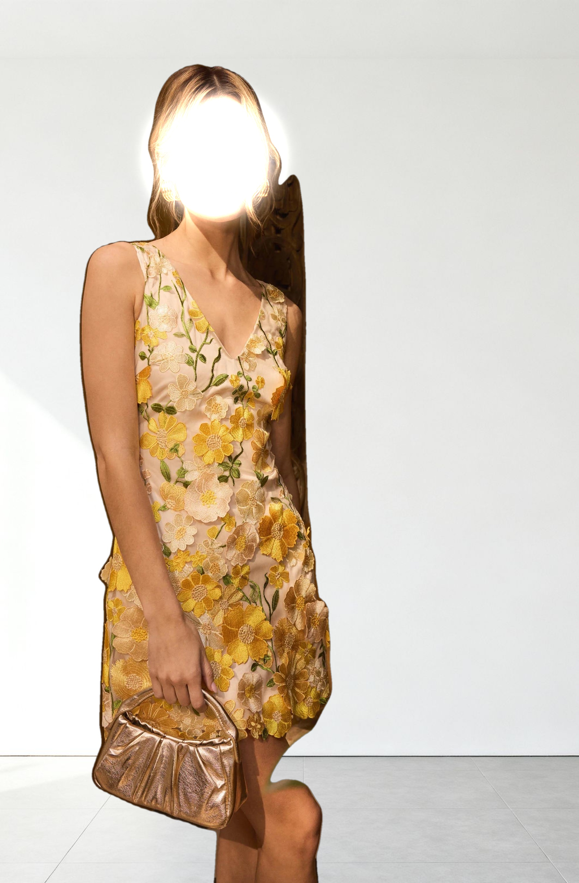 Aisha Floral Appliqué Mini Dress