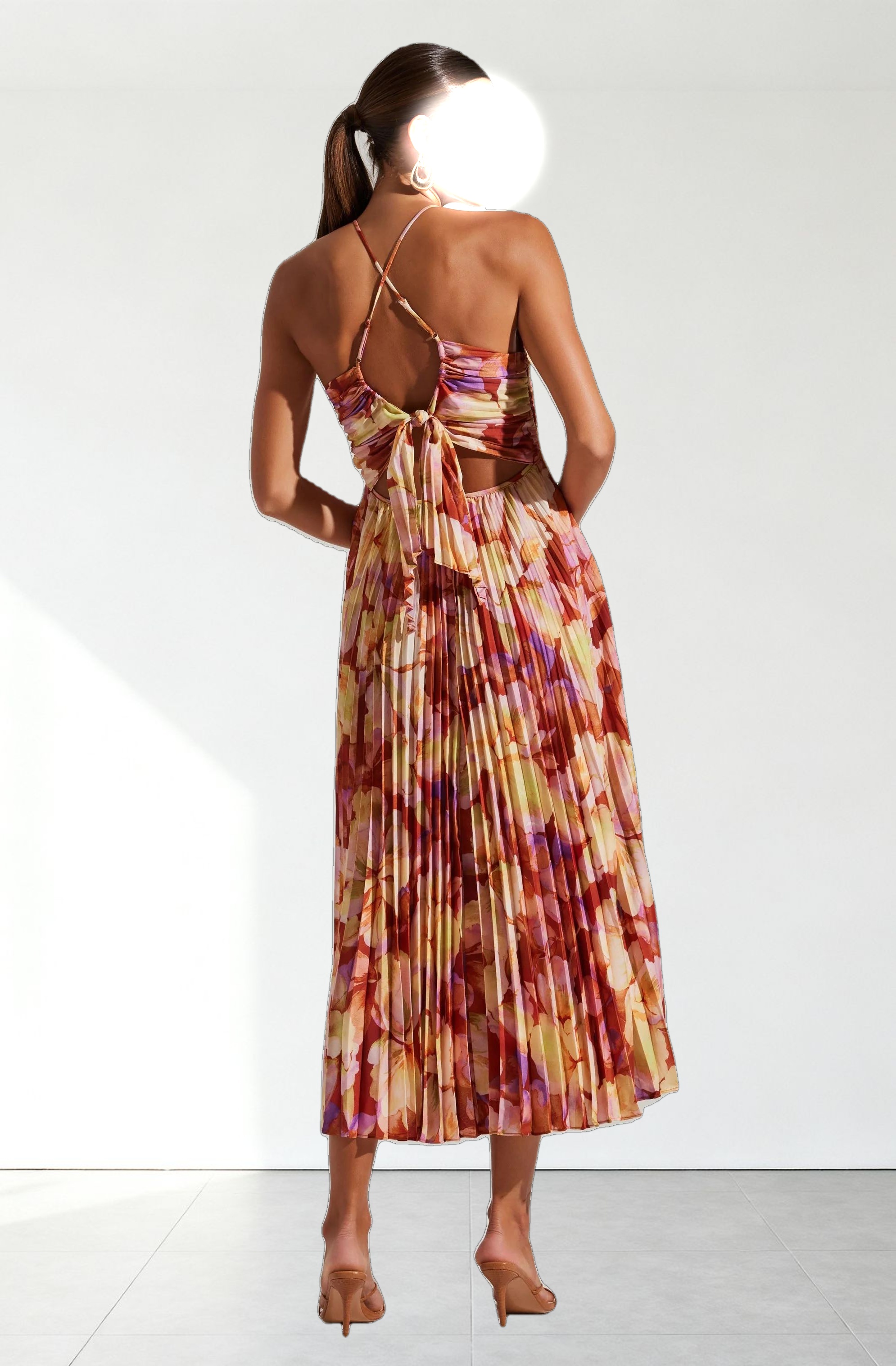 Blythe Floral Plisse Midi Dress