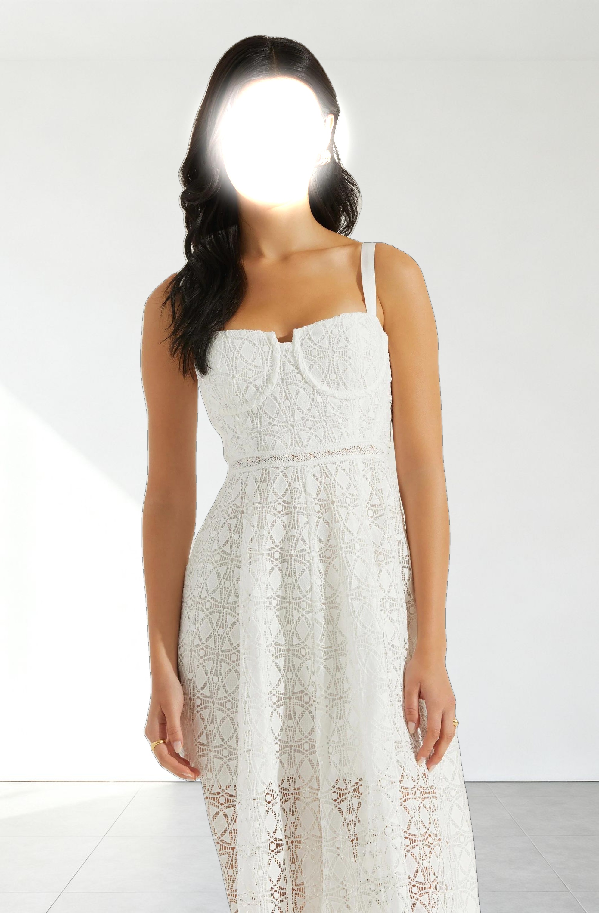 Tenna Lace Bustier Midi Dress