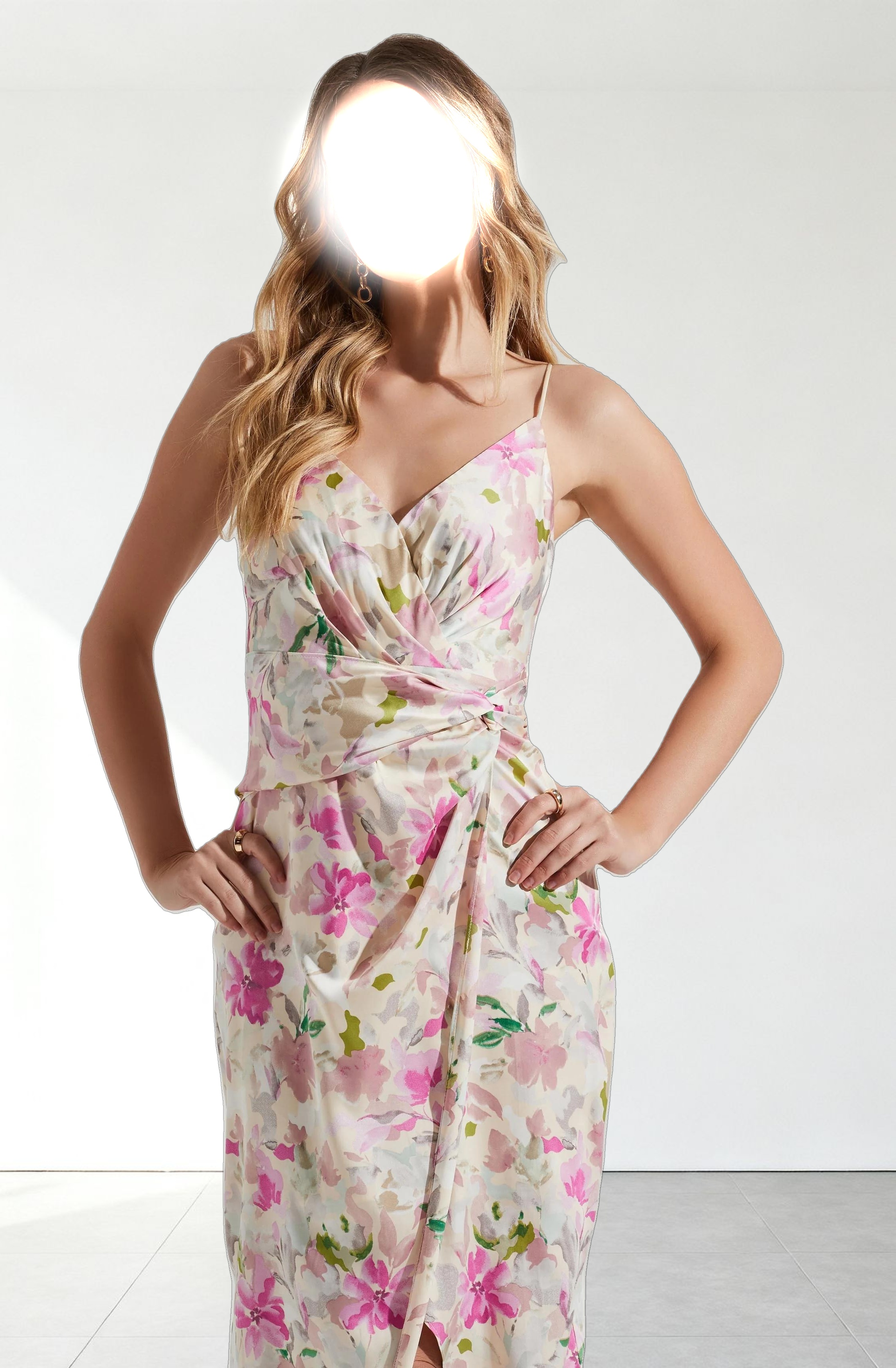 Giselle Floral Twist Front Midi Dress