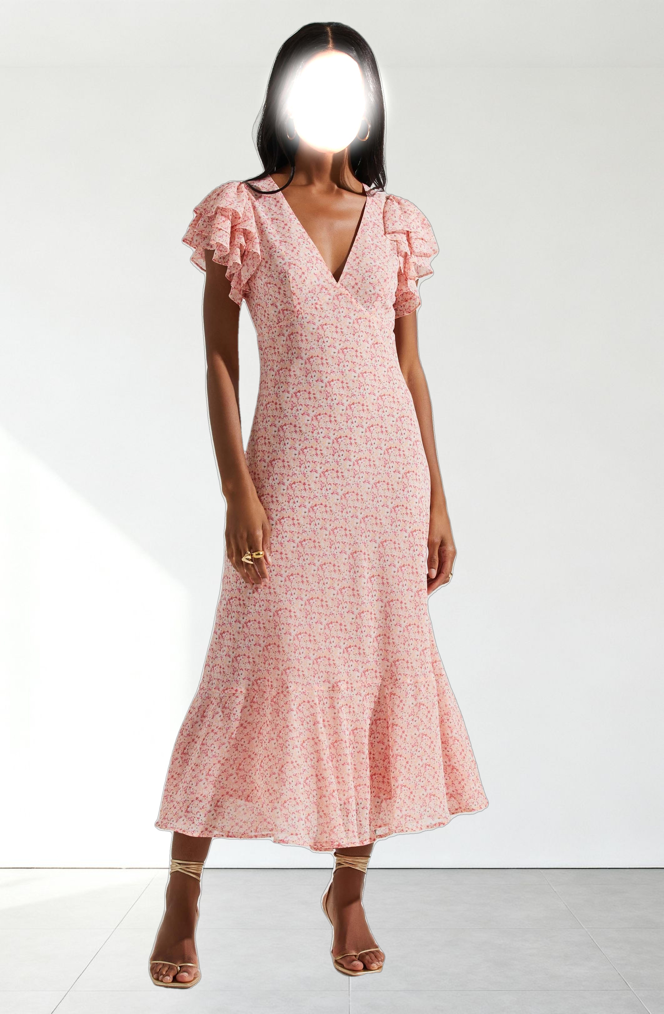 Celestine Floral Ruffle Midi Dress