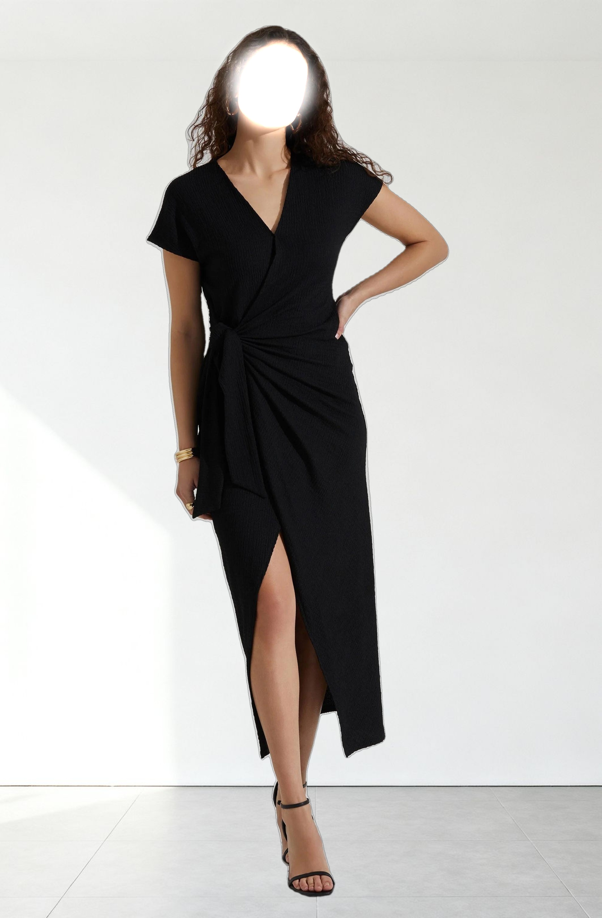 Knit Wrap Midi Dress