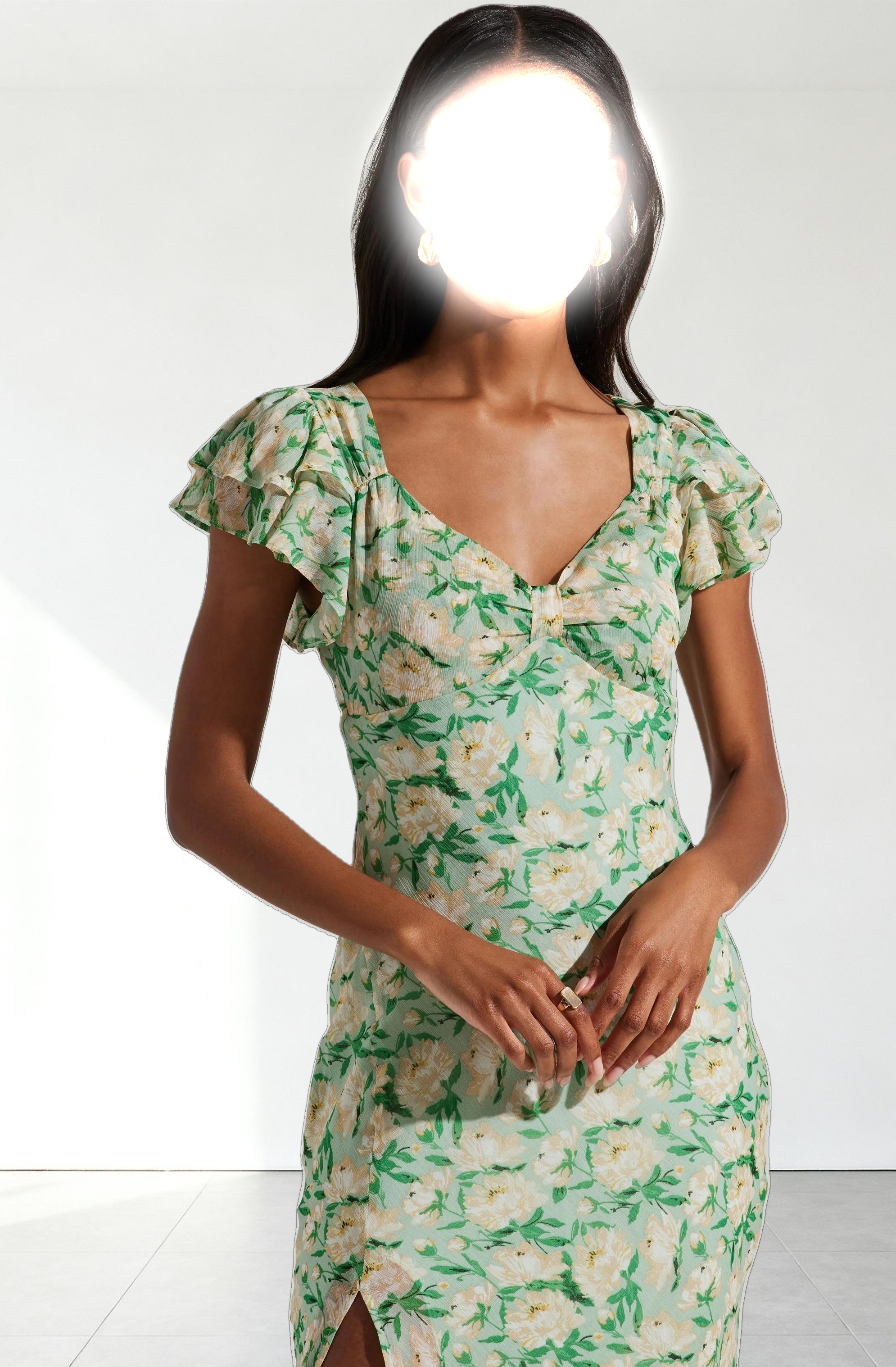 Maisy Floral Flutter Sleeve Midi Dress