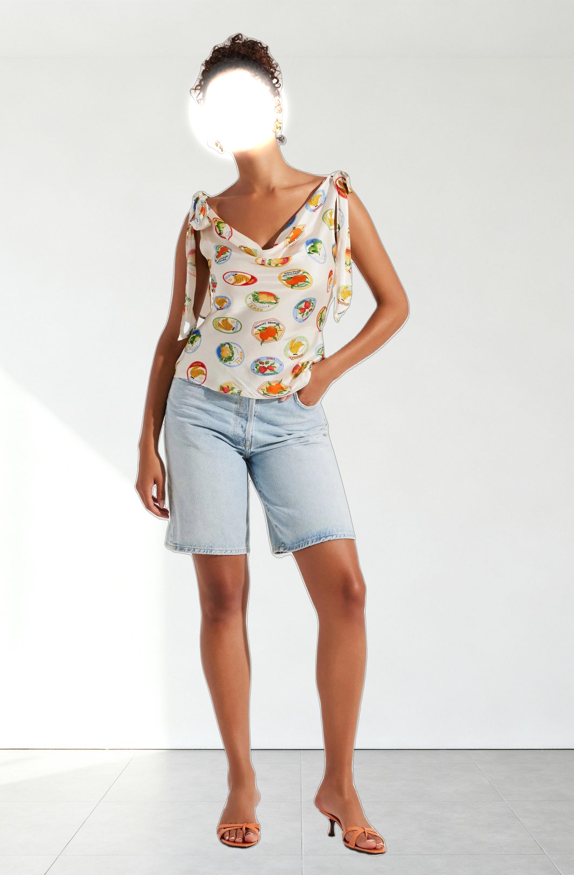 Allexina Satin Tie-Shoulder Top