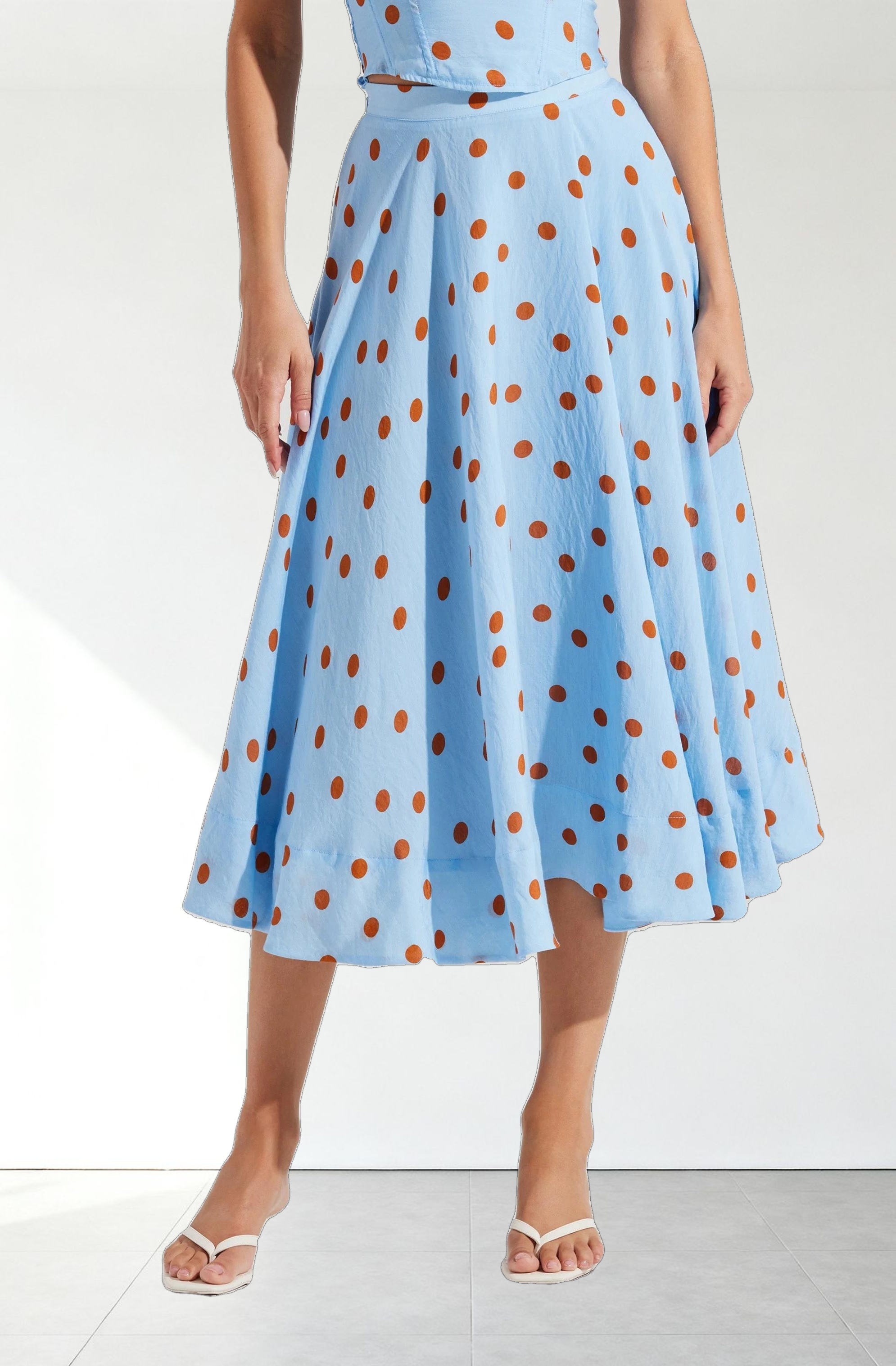 Janie Polka Dot Midi Skirt