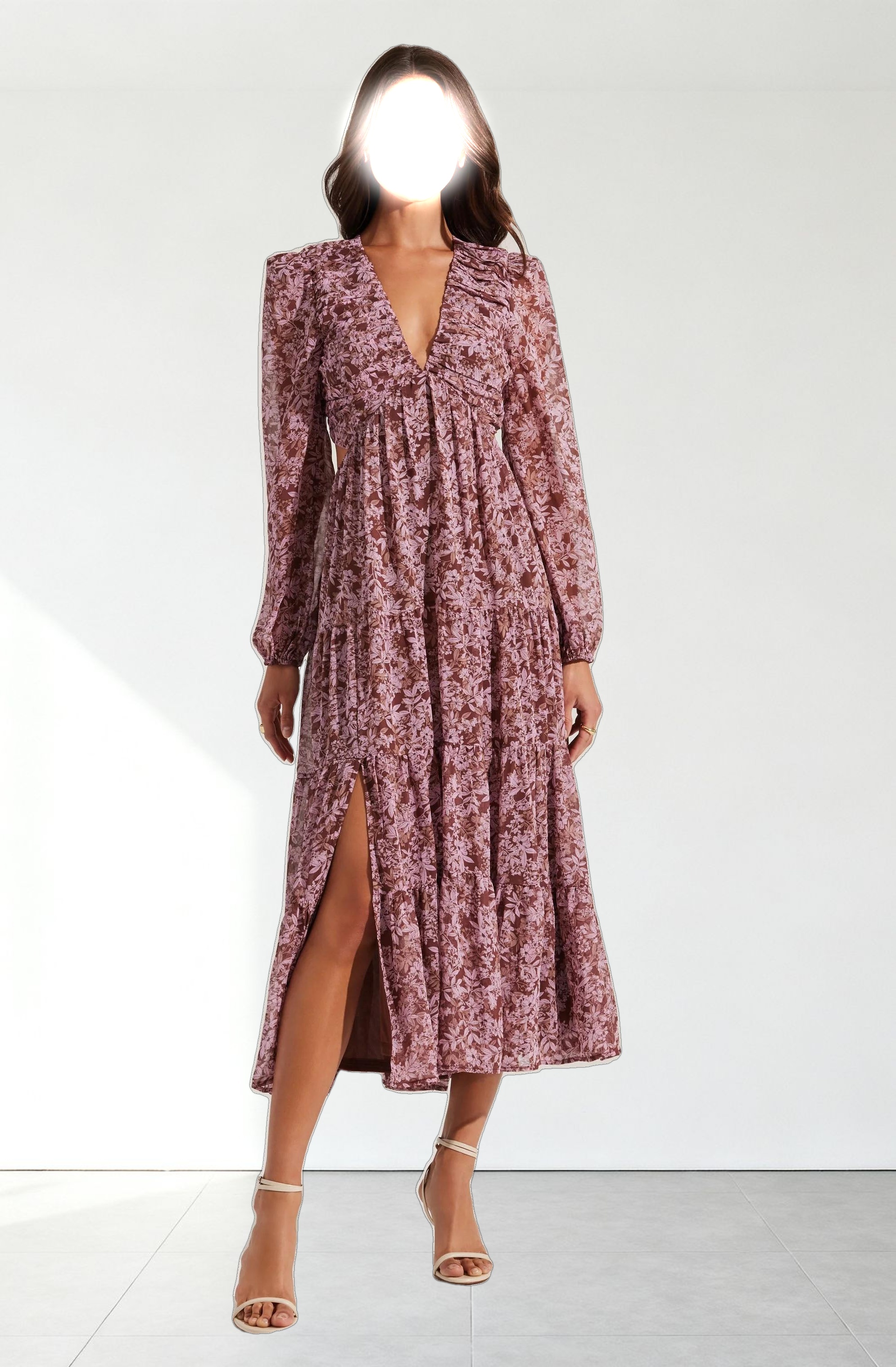 V-Neck Cutout Midi Dress