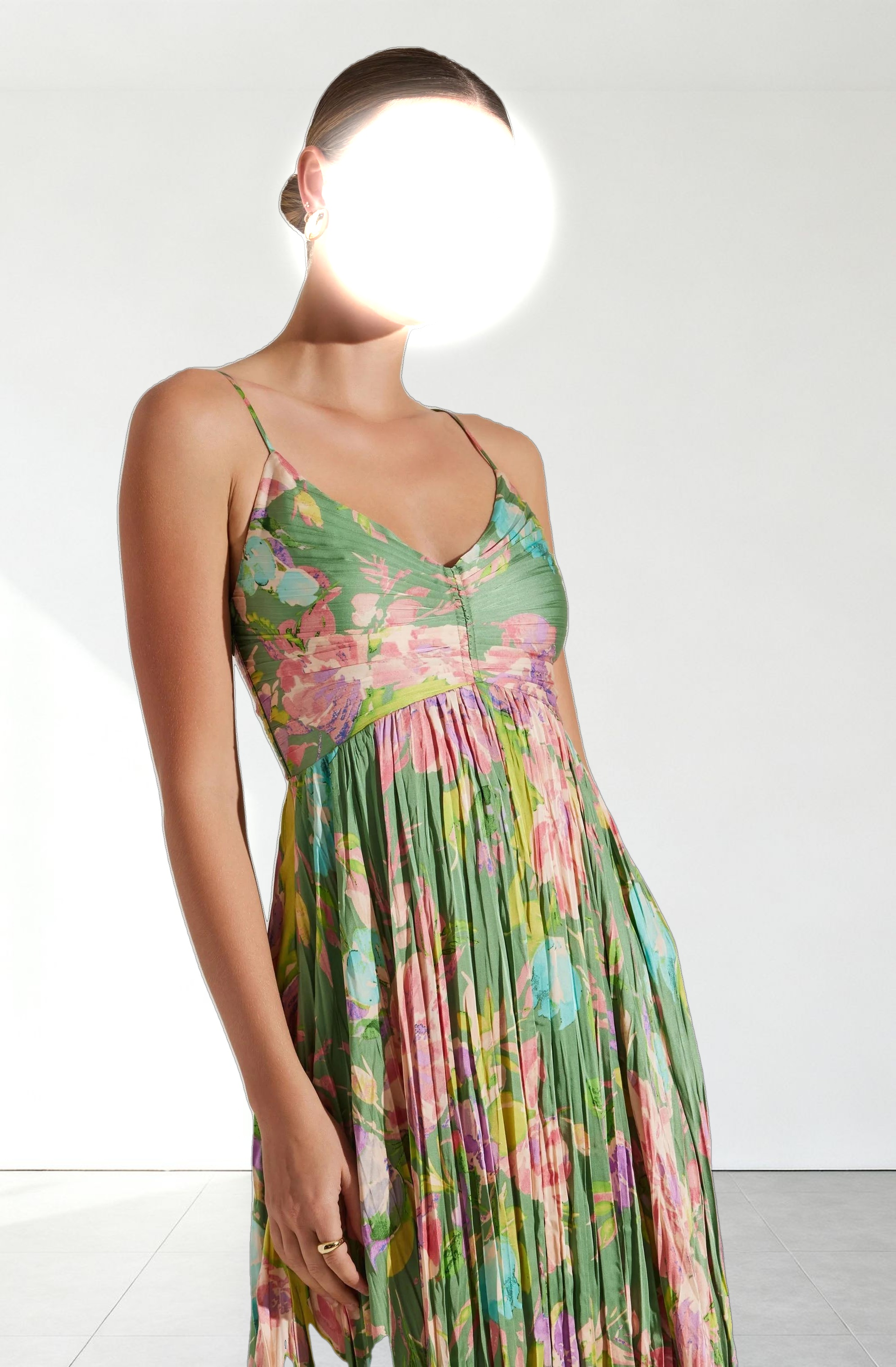 Maeve Printed Pleated Midi Dress