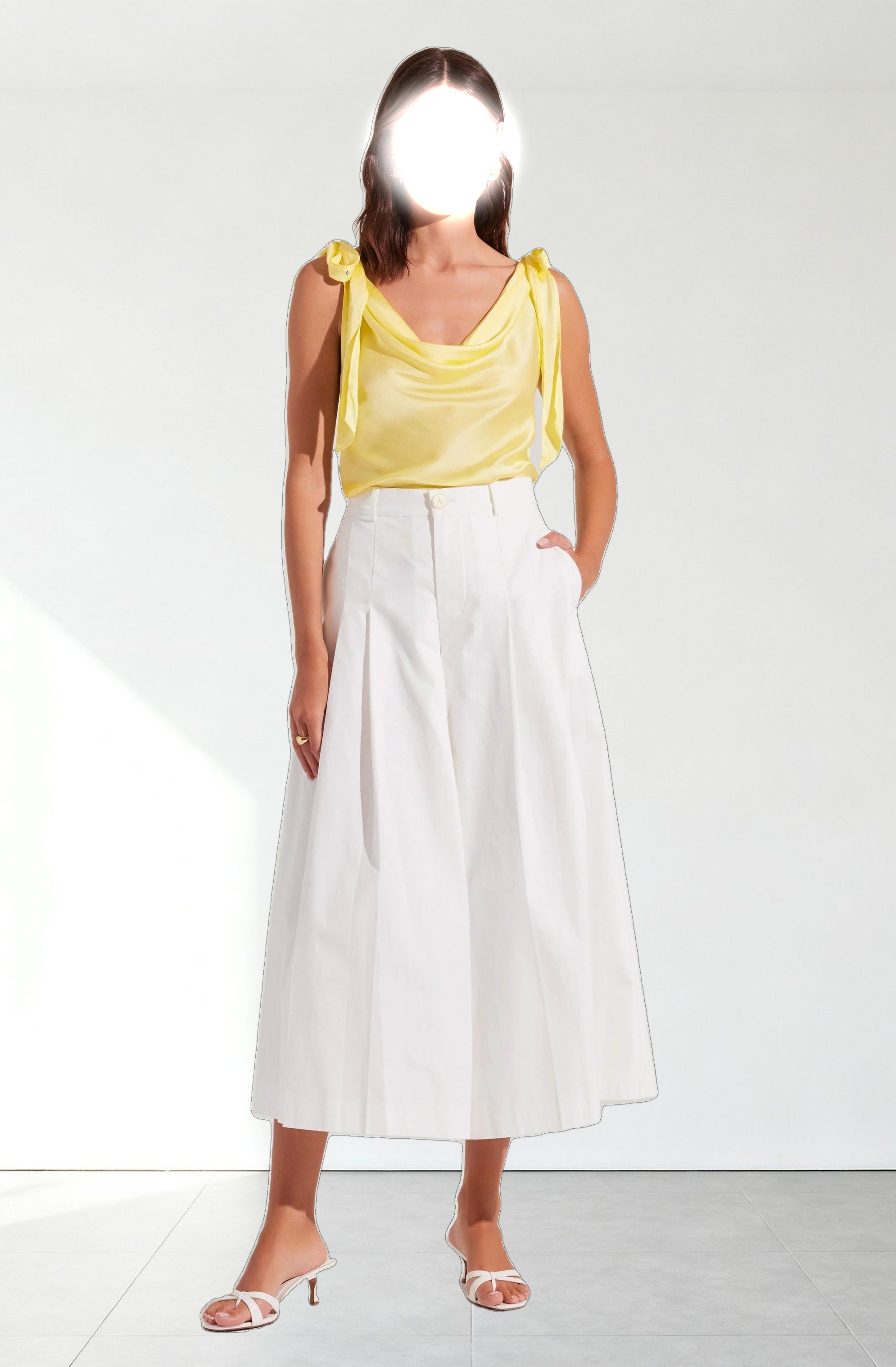 Allexina Satin Cowl Neck Top