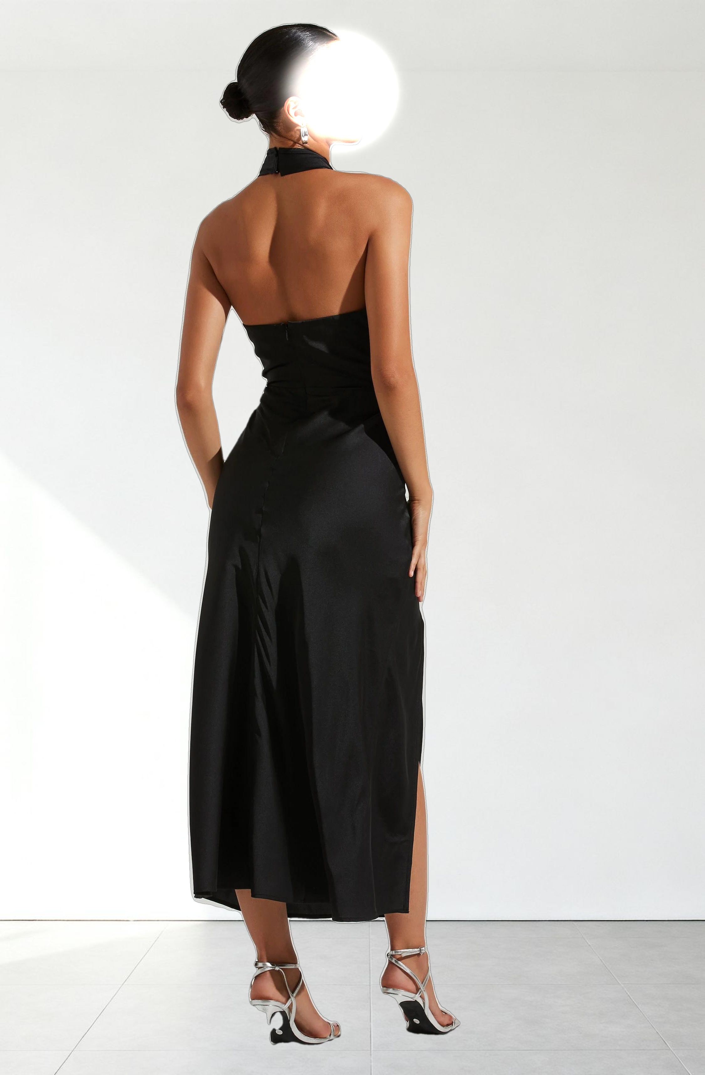 Marissa Satin Halter Neck Midi Dress