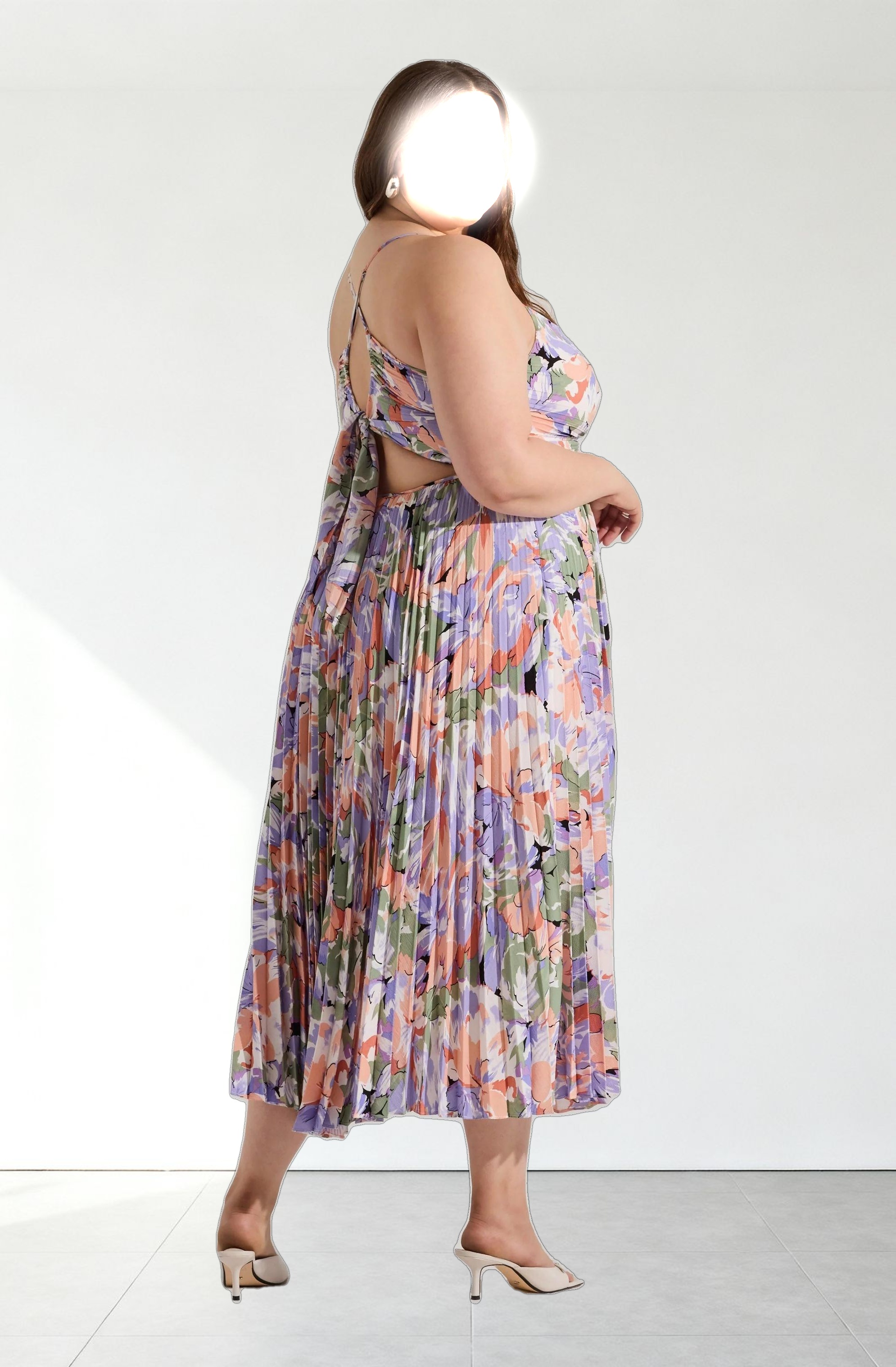 Blythe Floral Plisse Midi Dress