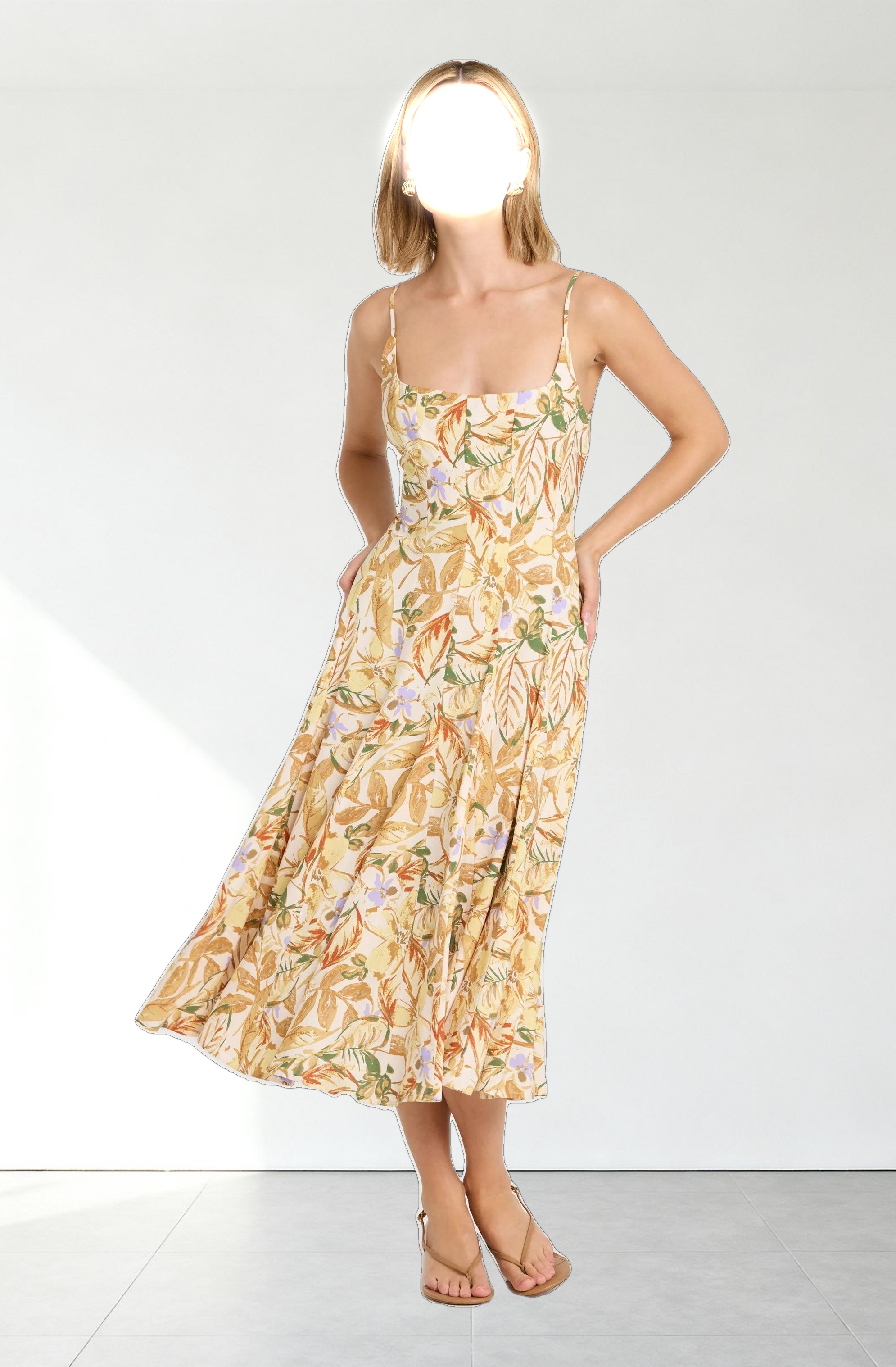 Jaleyah Paneled Flare Midi Dress