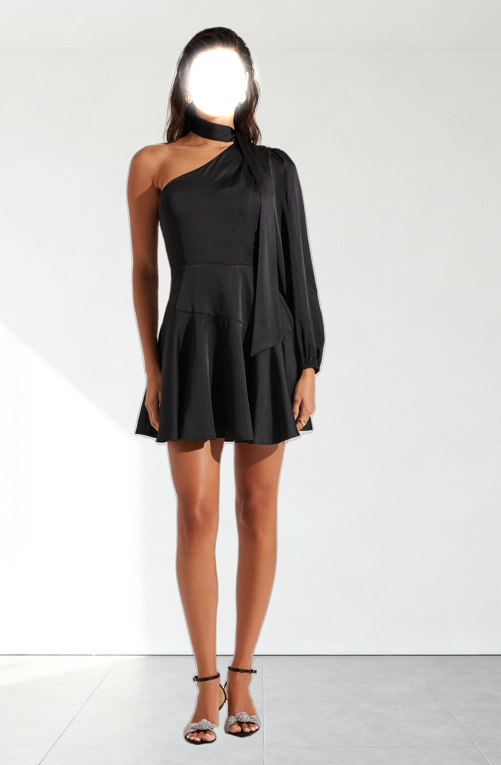 Satin Scarf Mini Skater Dress