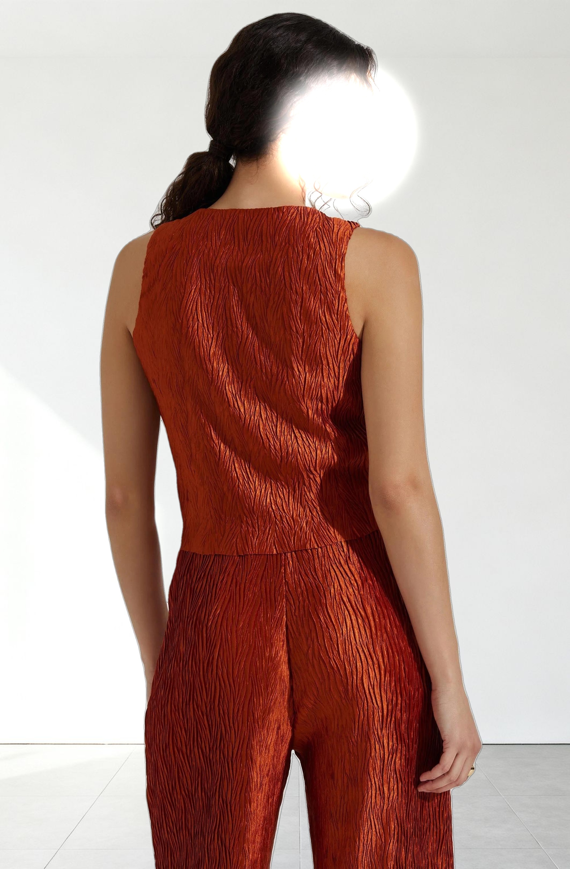 Button Up Plisse Vest