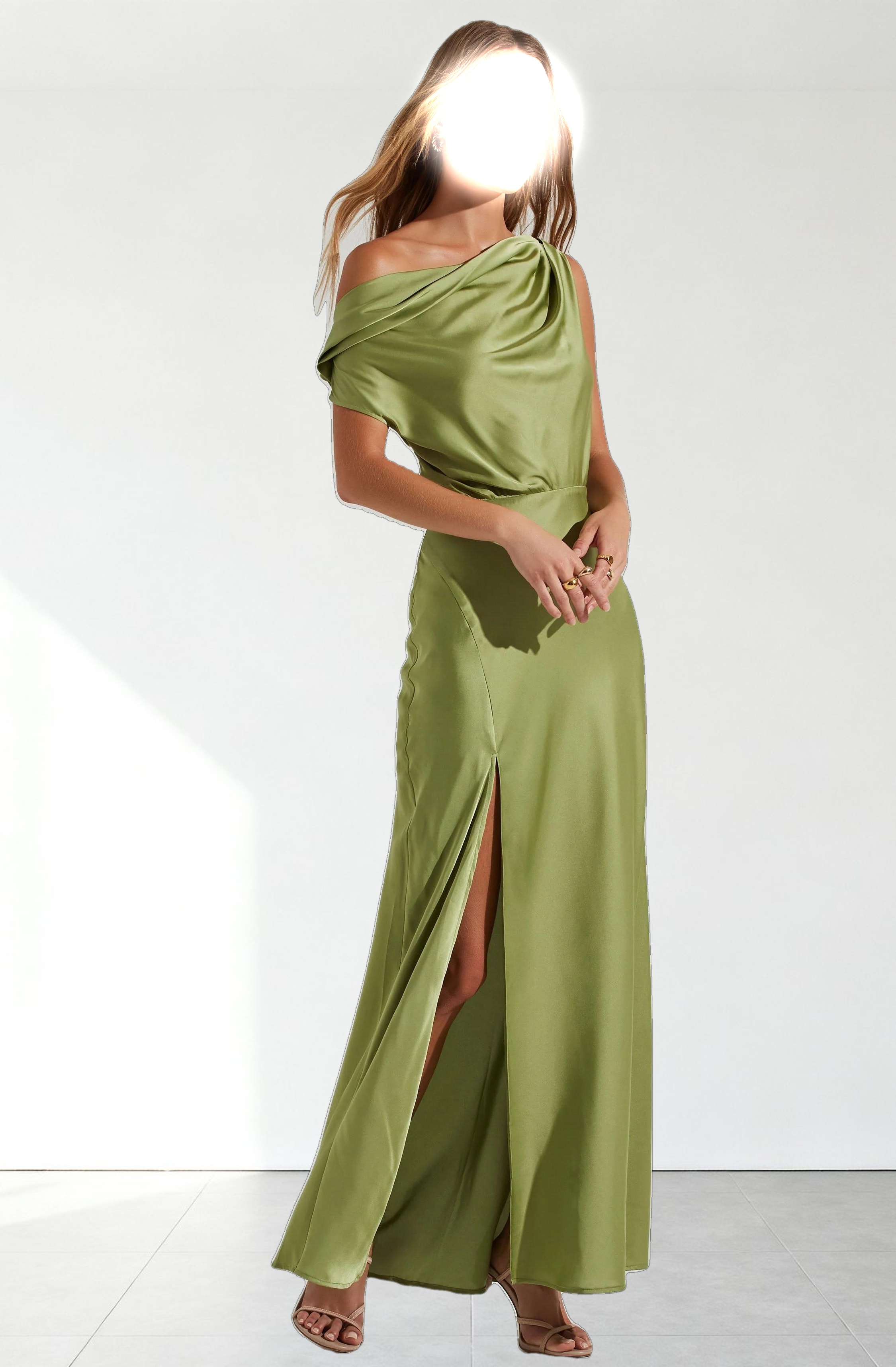 Monroe Satin Off Shoulder Maxi Dress