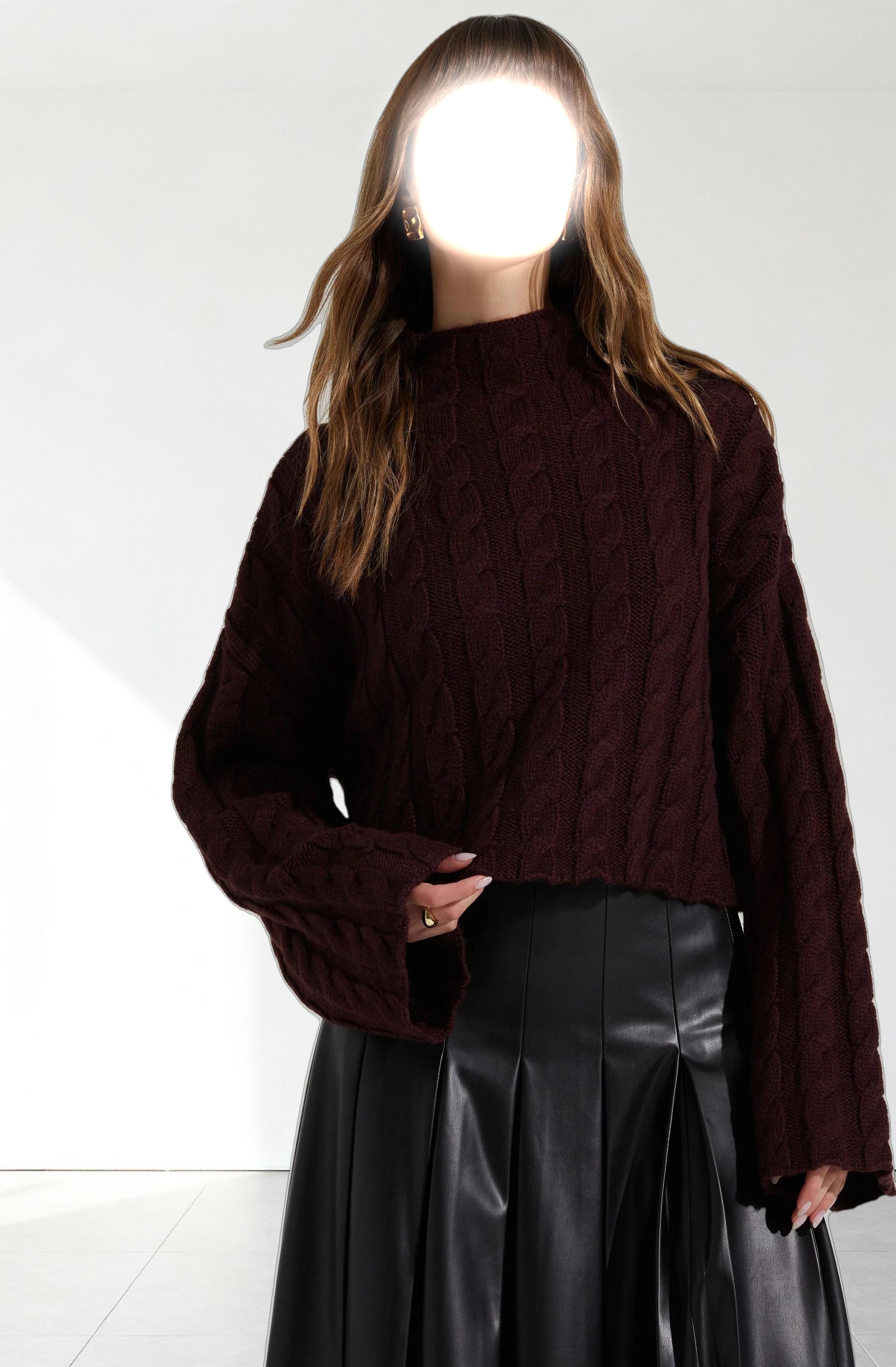 Sloan Cropped Cable Knit Sweater