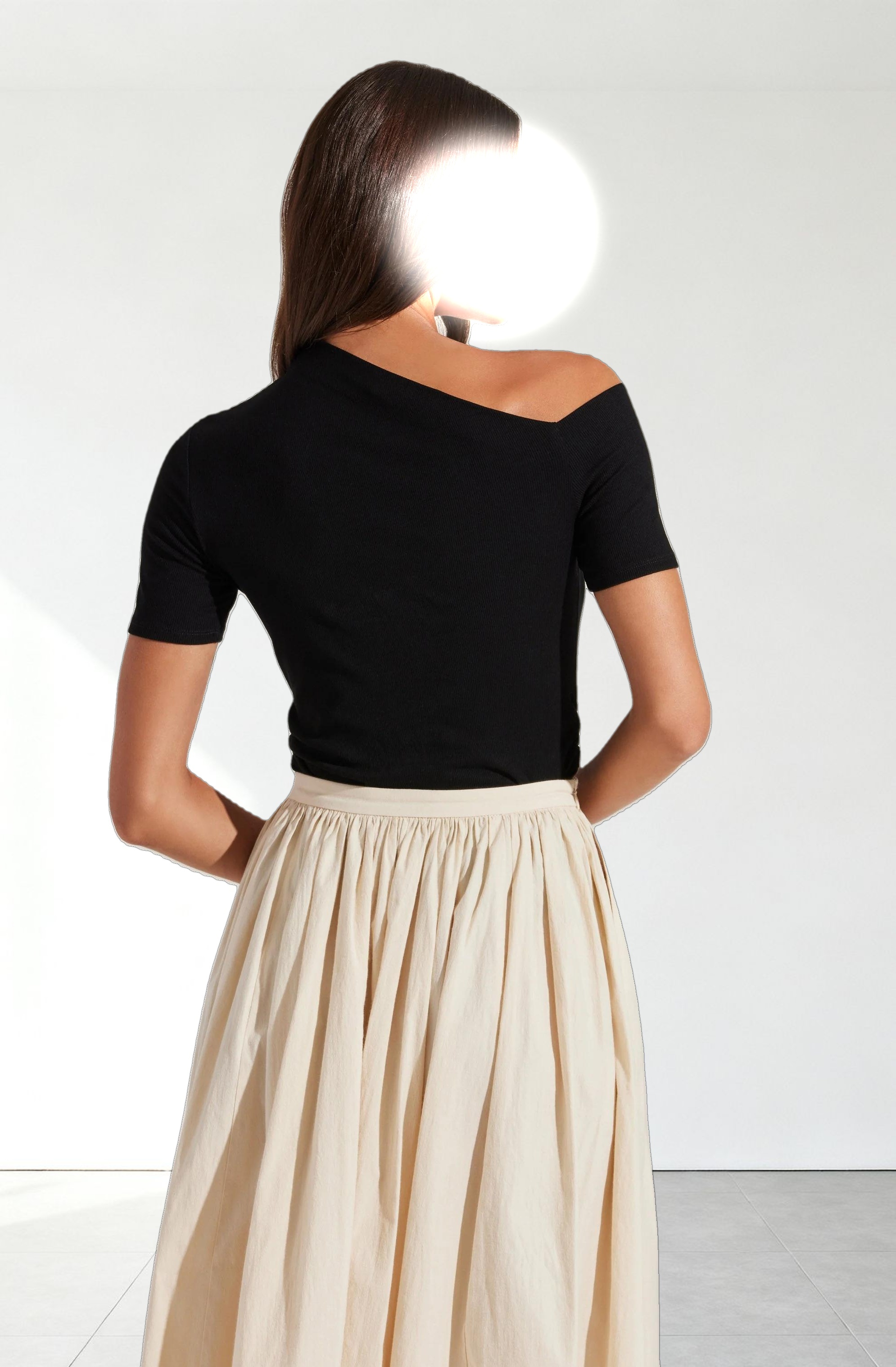 Ash Ribbed Off Shoulder Top