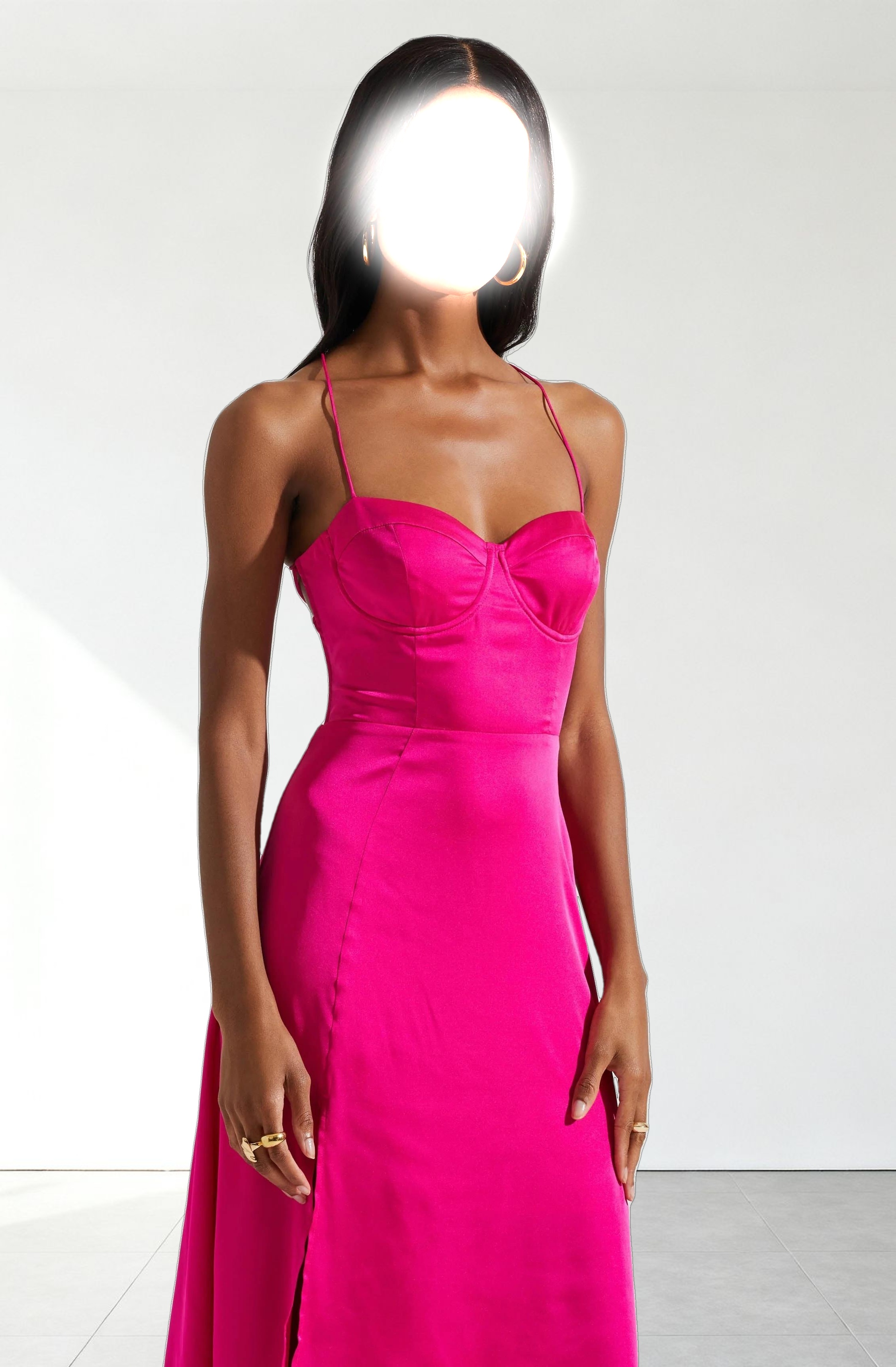 Gala Bustier Cross Strap Midi Dress