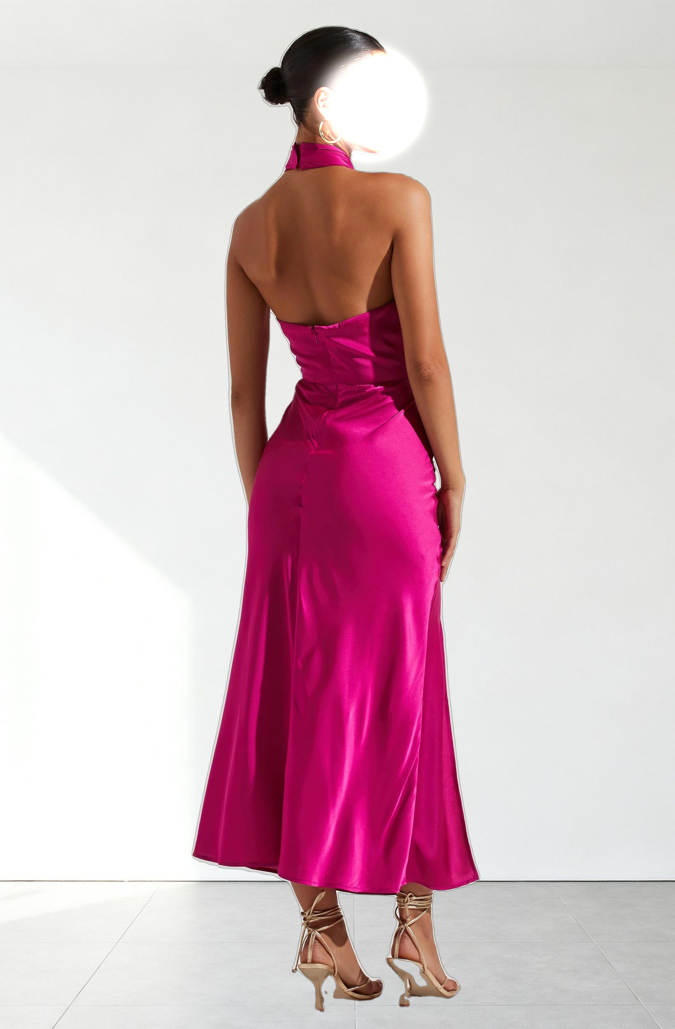 Marissa Satin Halter Neck Midi Dress