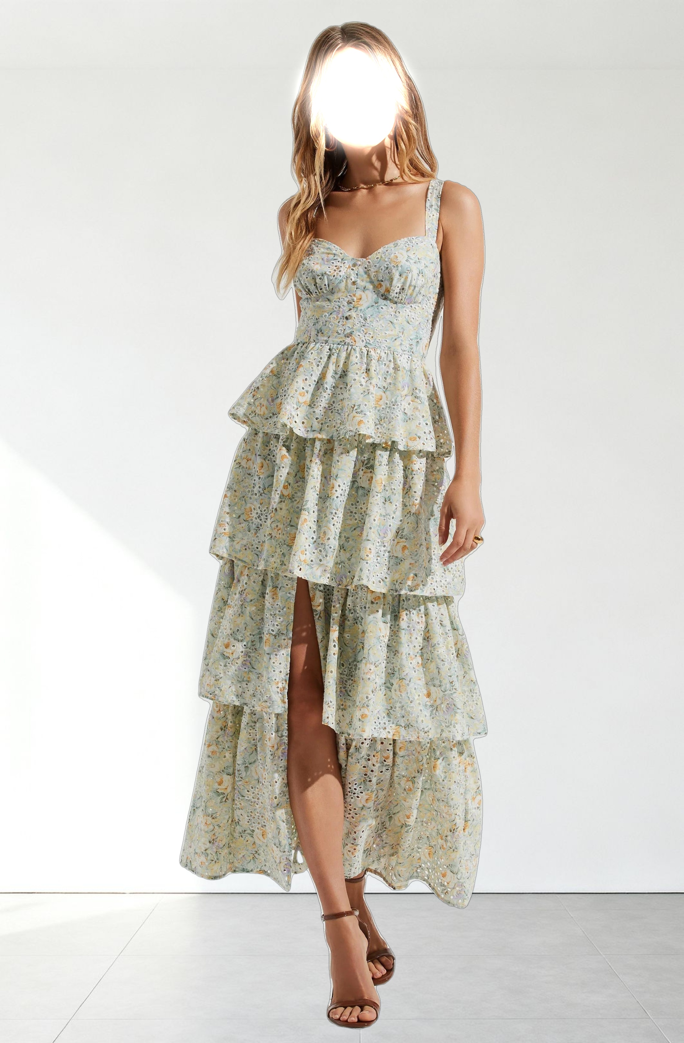 Midsummer Eyelet Tiered Maxi Dress