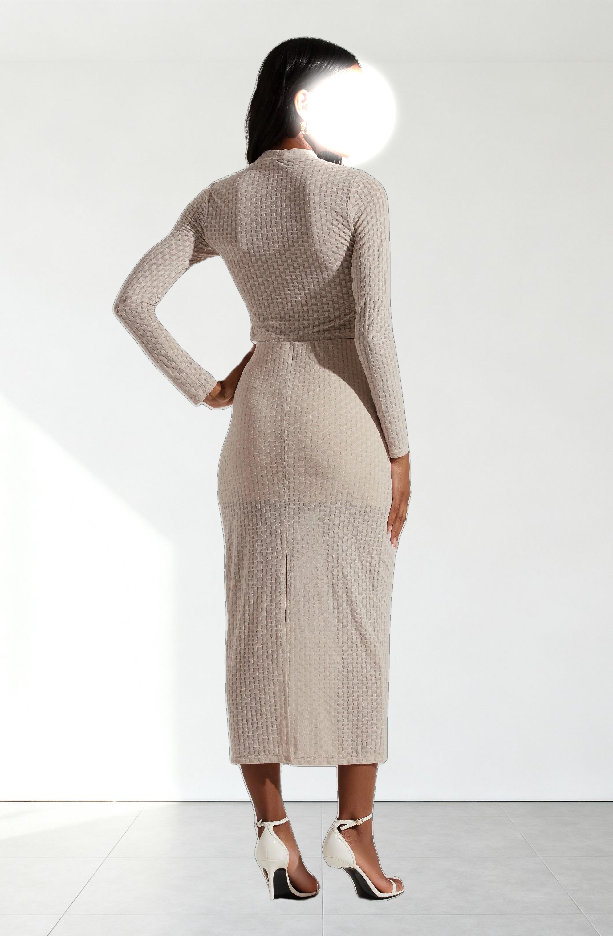 Indah Semi Sheer Overlay Midi Skirt