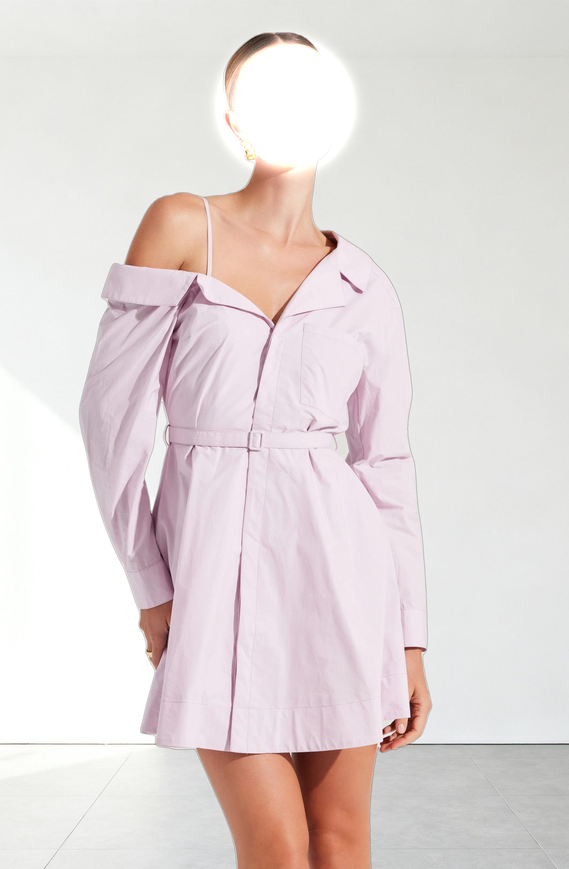 Aveni Off Shoulder Mini Shirt Dress