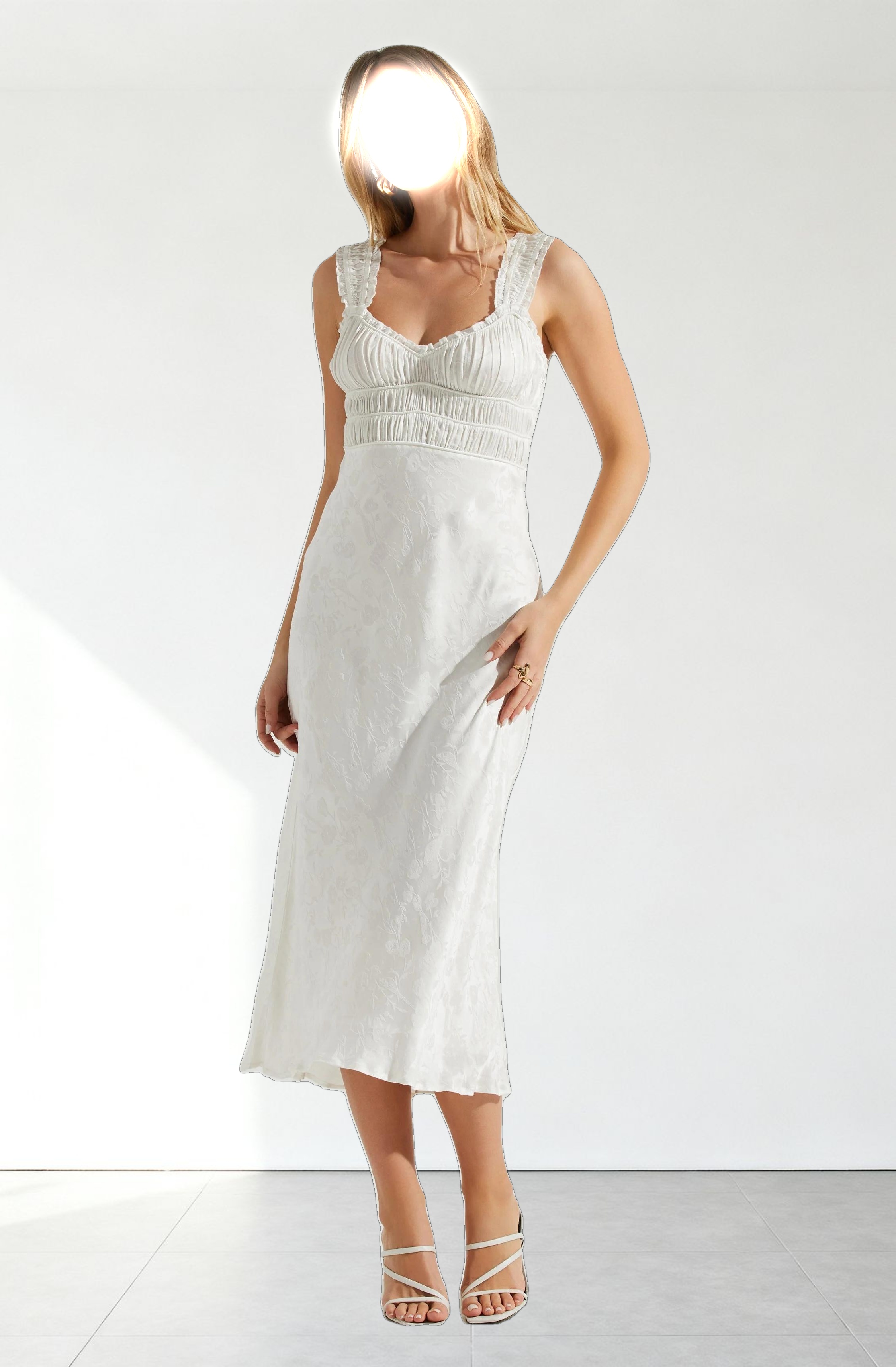 Enola Satin Smocked Midi Dress