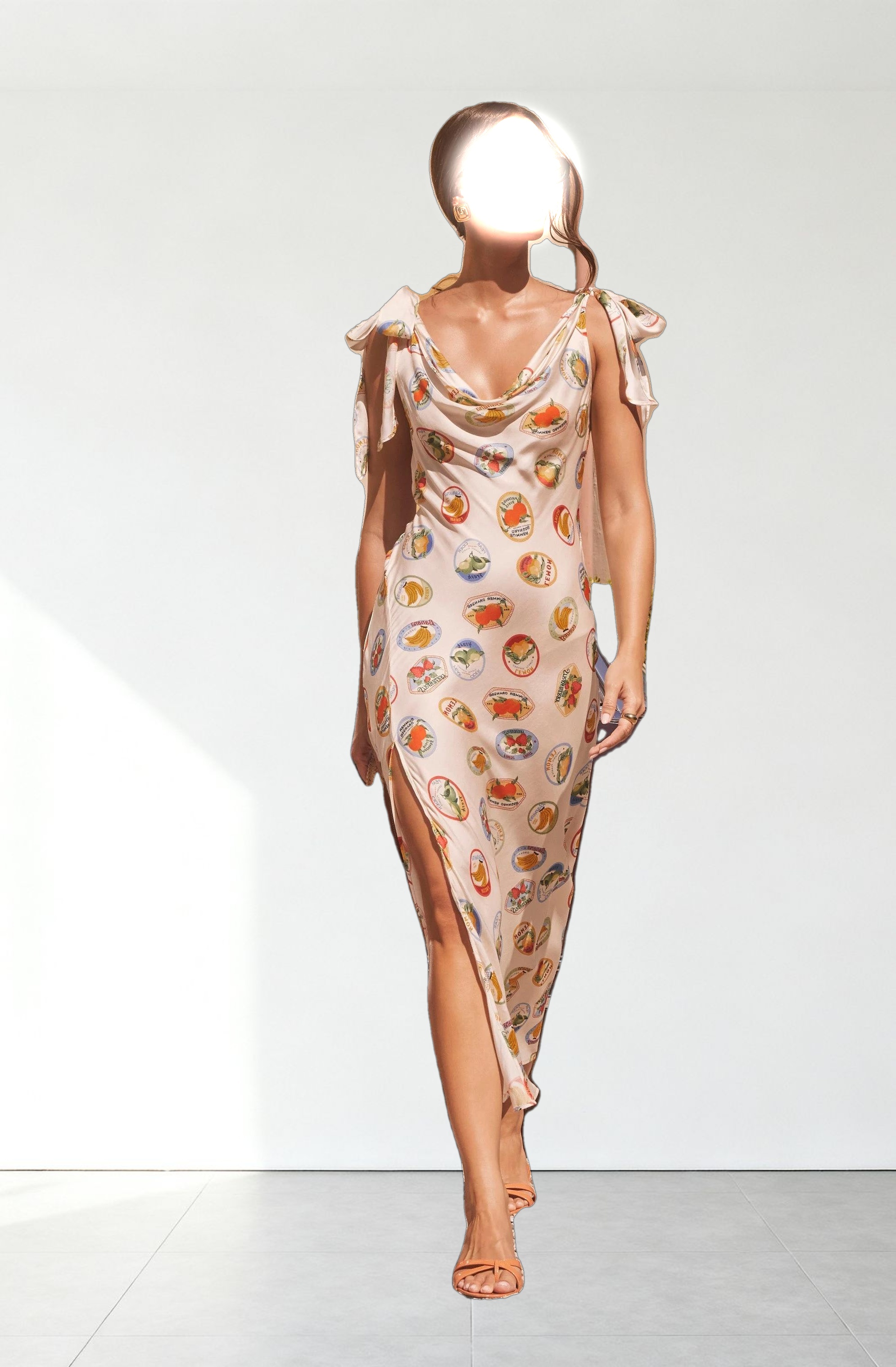 Allexina Satin Cowl Neck Midi Dress