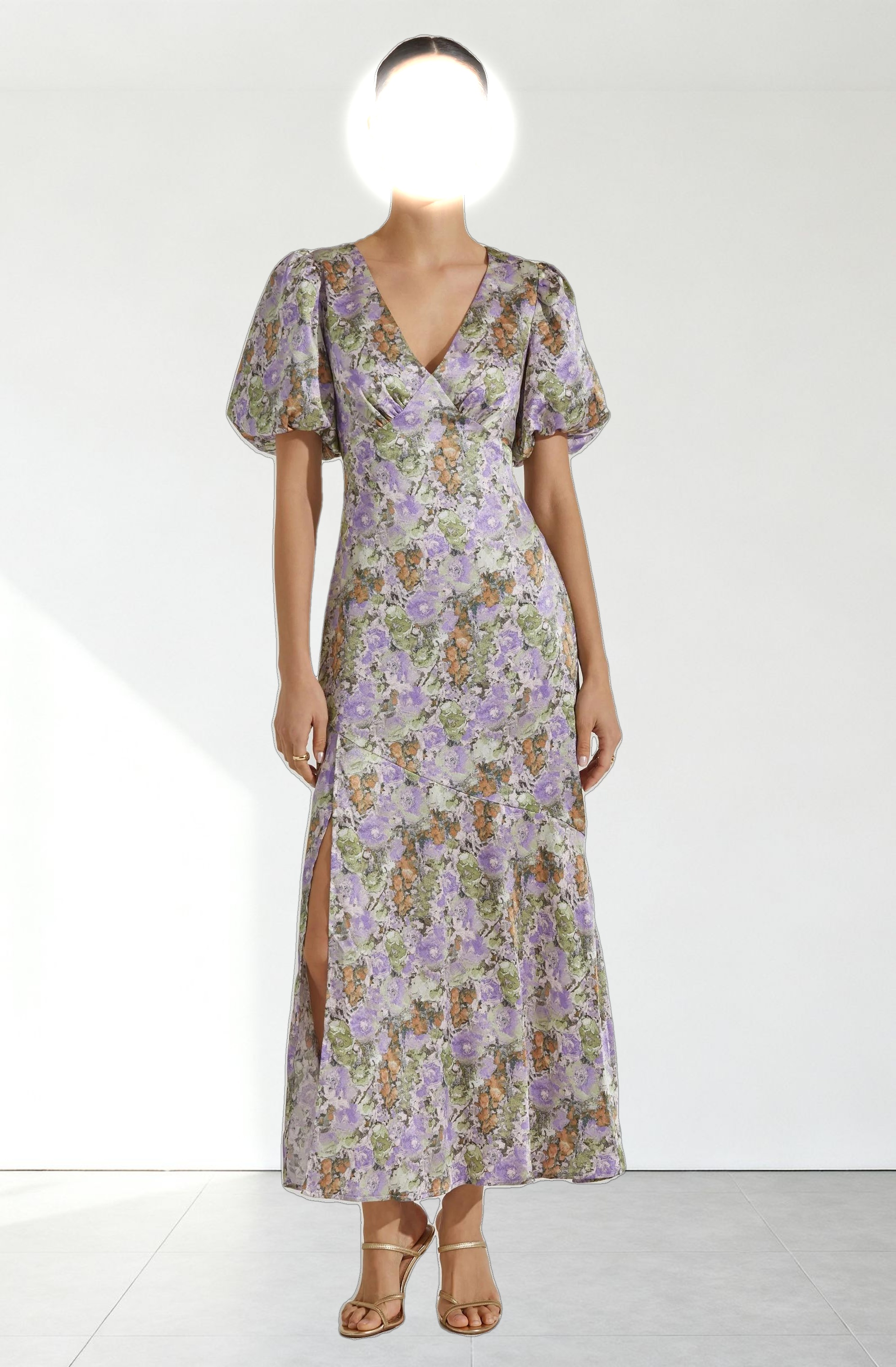 Satin Puff Sleeve Dress