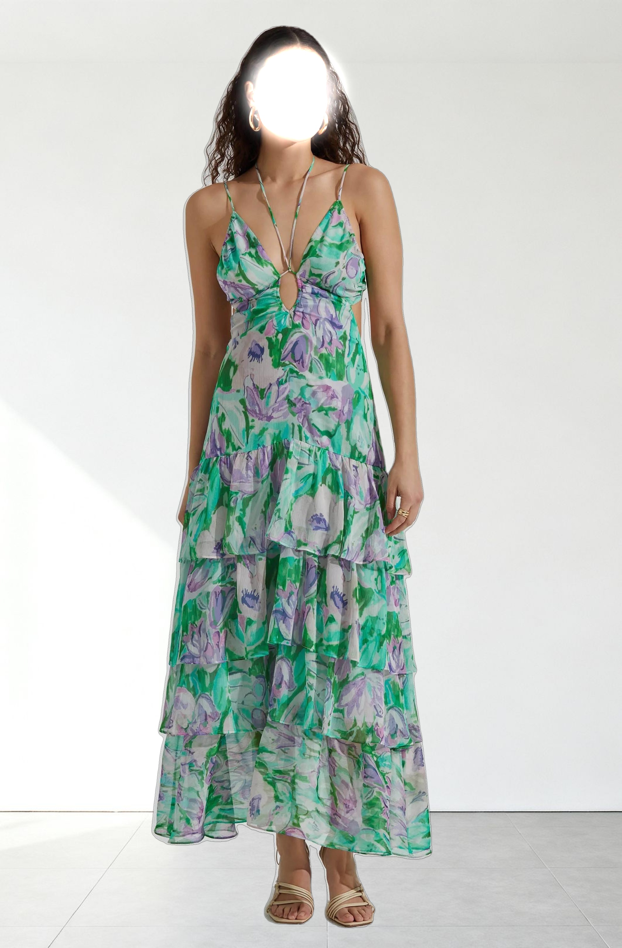 Aneira Floral Tiered Maxi Dress
