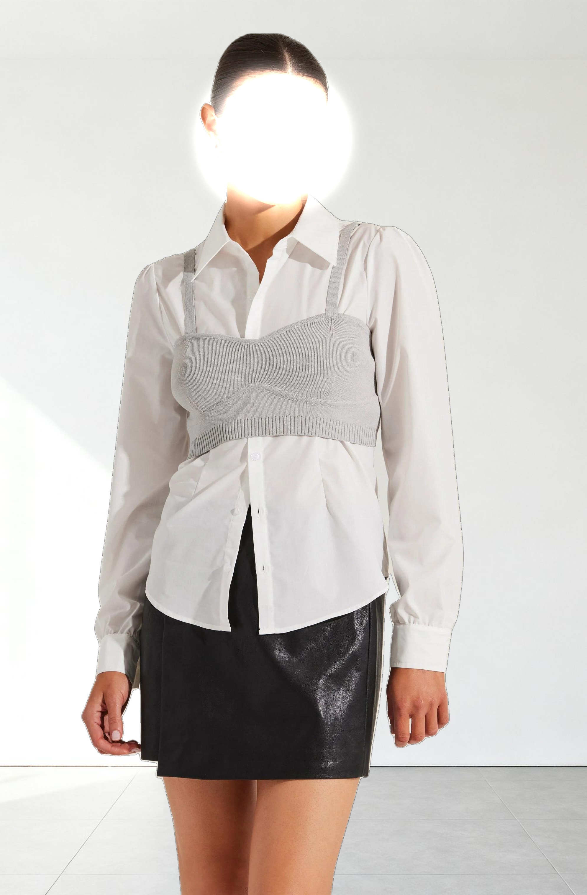 Layered Sweater Tank With Shirt