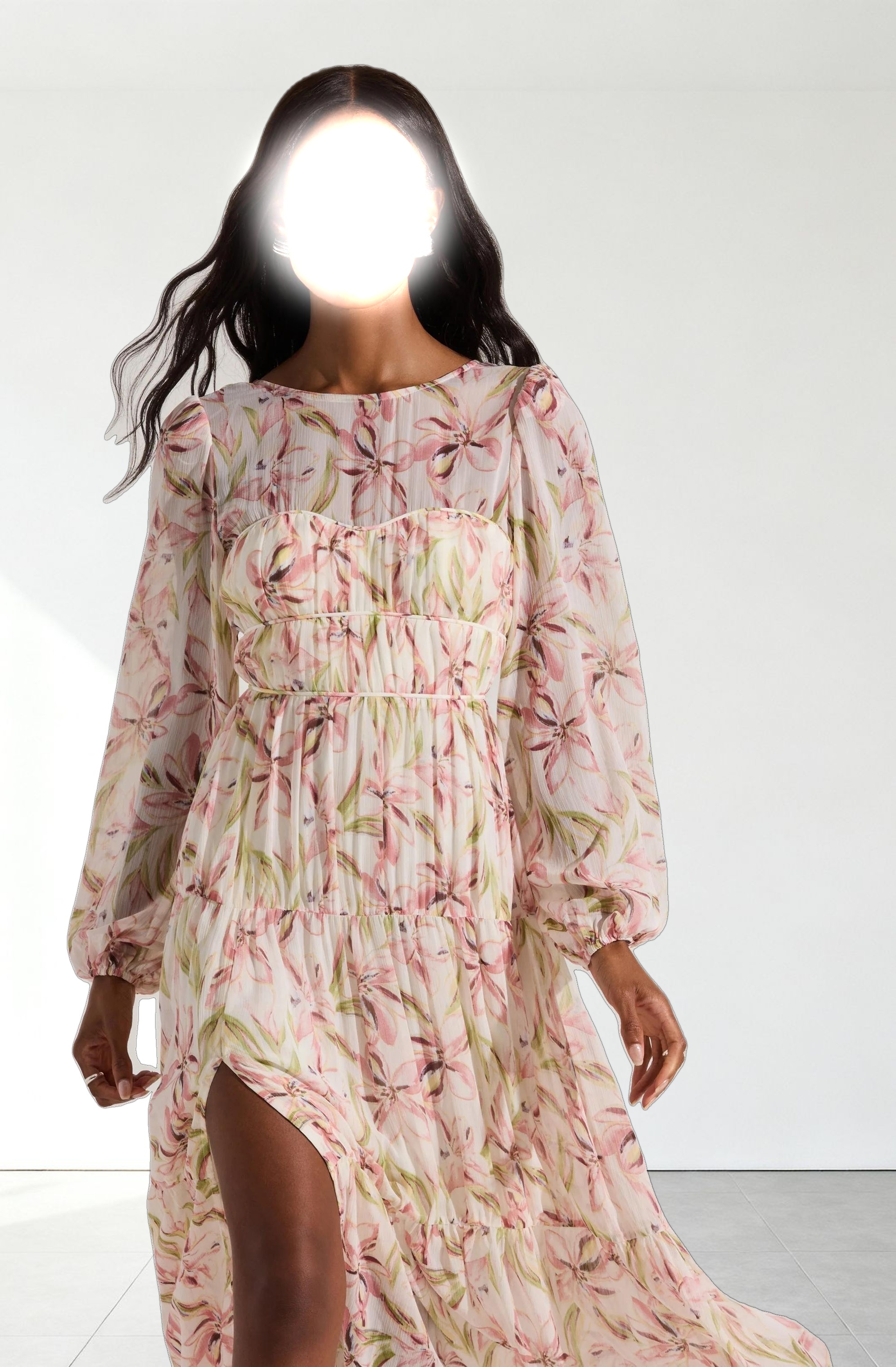 Pleated Chiffon Midi Dress