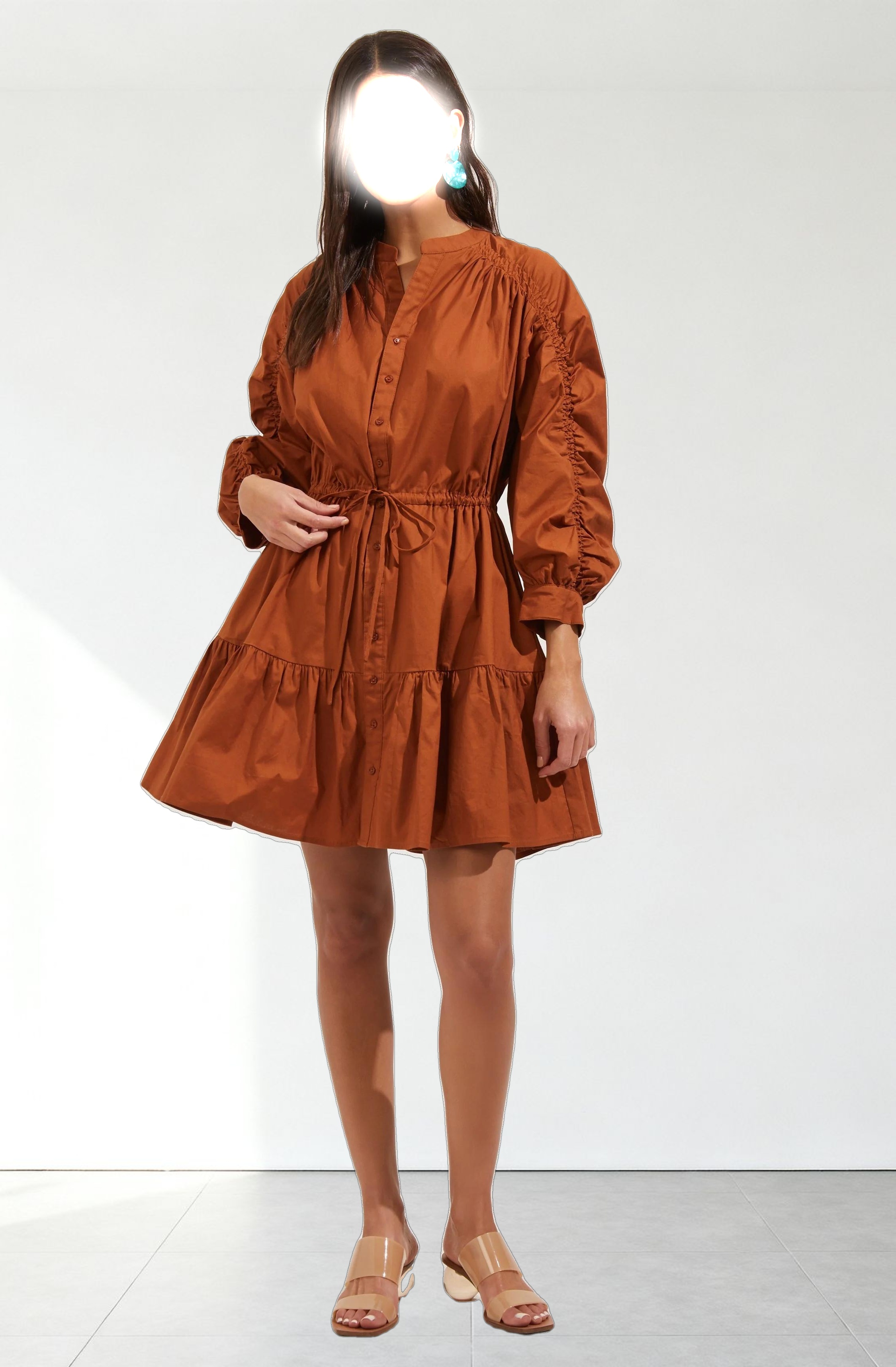 Ruched Long Sleeve Dress