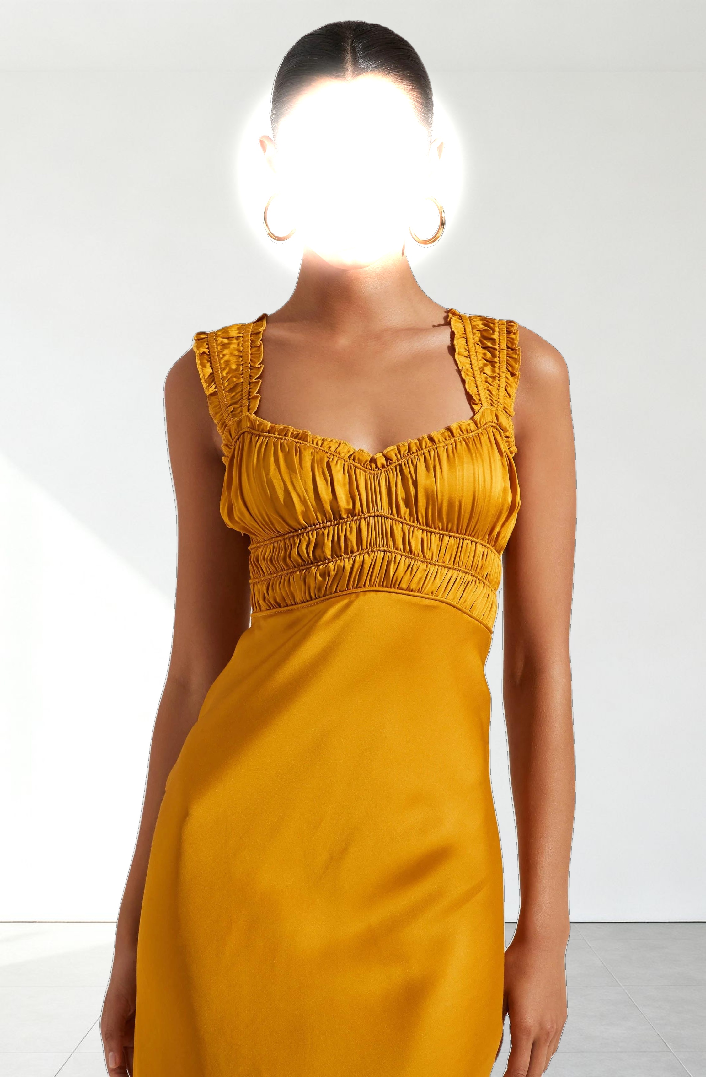 Enola Satin Smocked Midi Dress