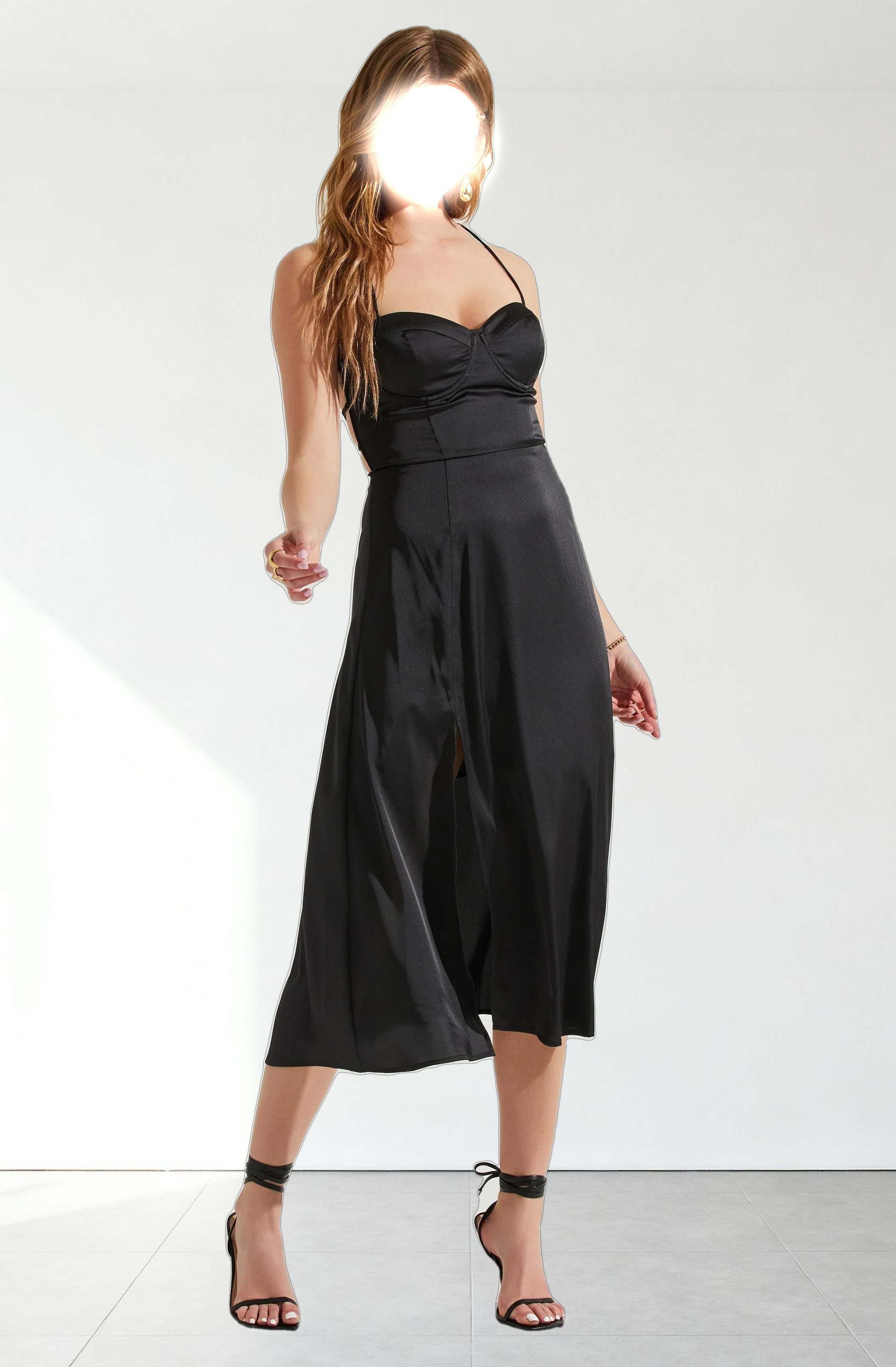 Gala Bustier Cross Strap Midi Dress