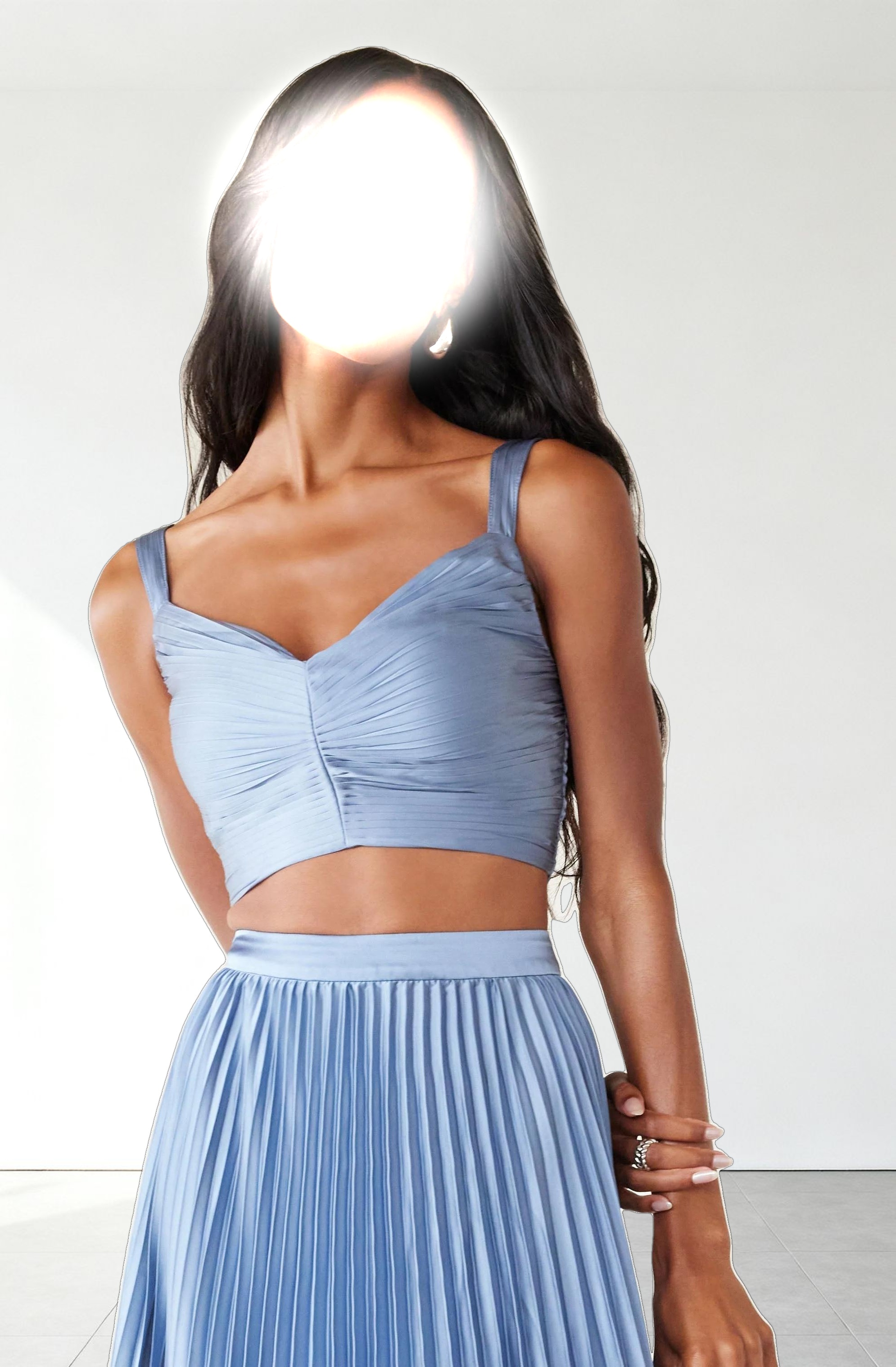 Satin Pleated Crop Top